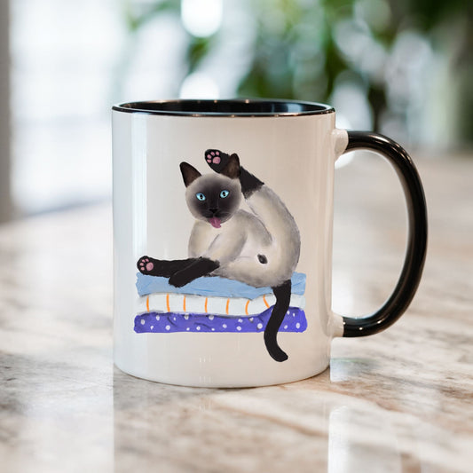 Funny Siamese Cat Ceramic Coffee Mug - MerikaArt