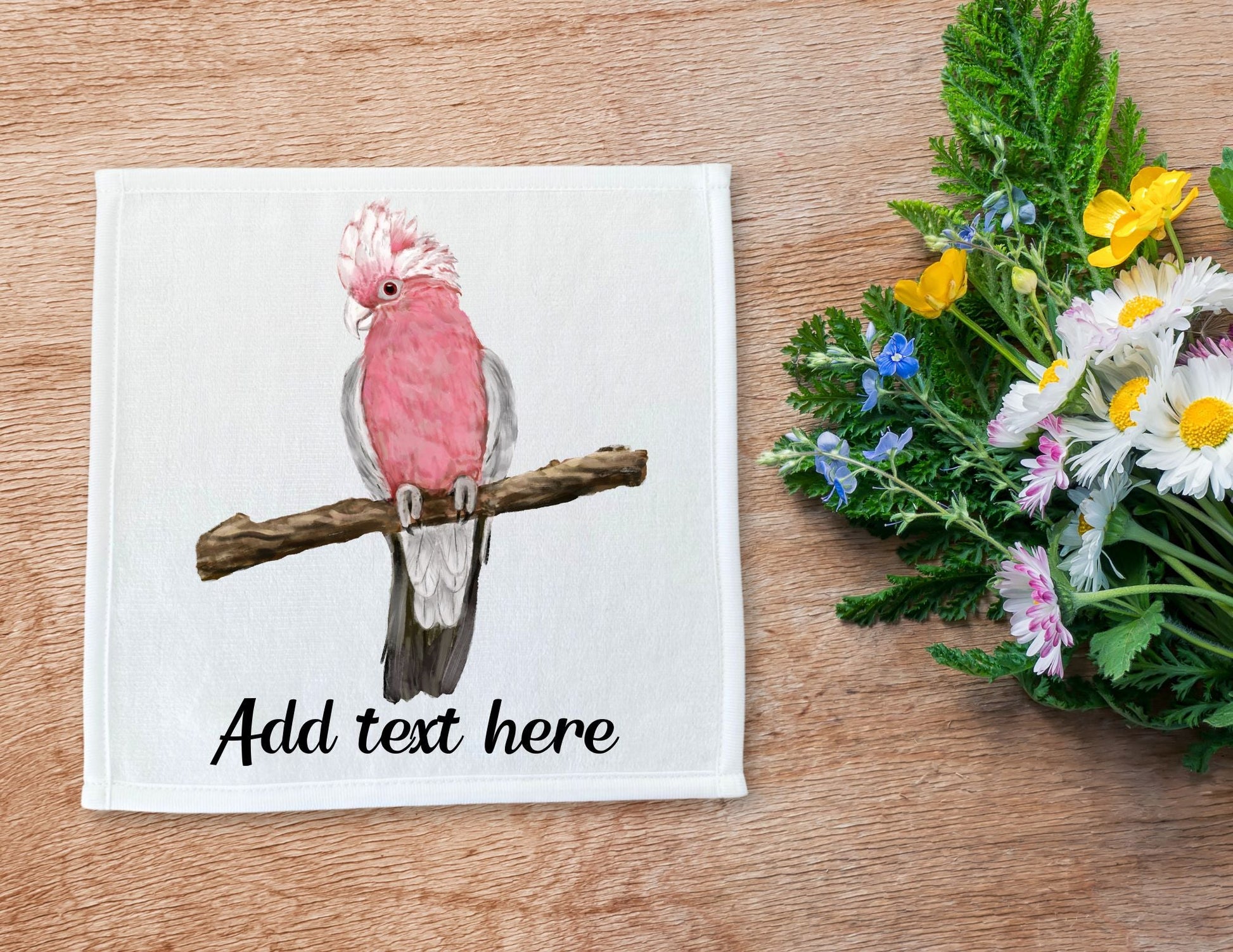 Galah Cockatoo Bird Washcloth - MerikaArt