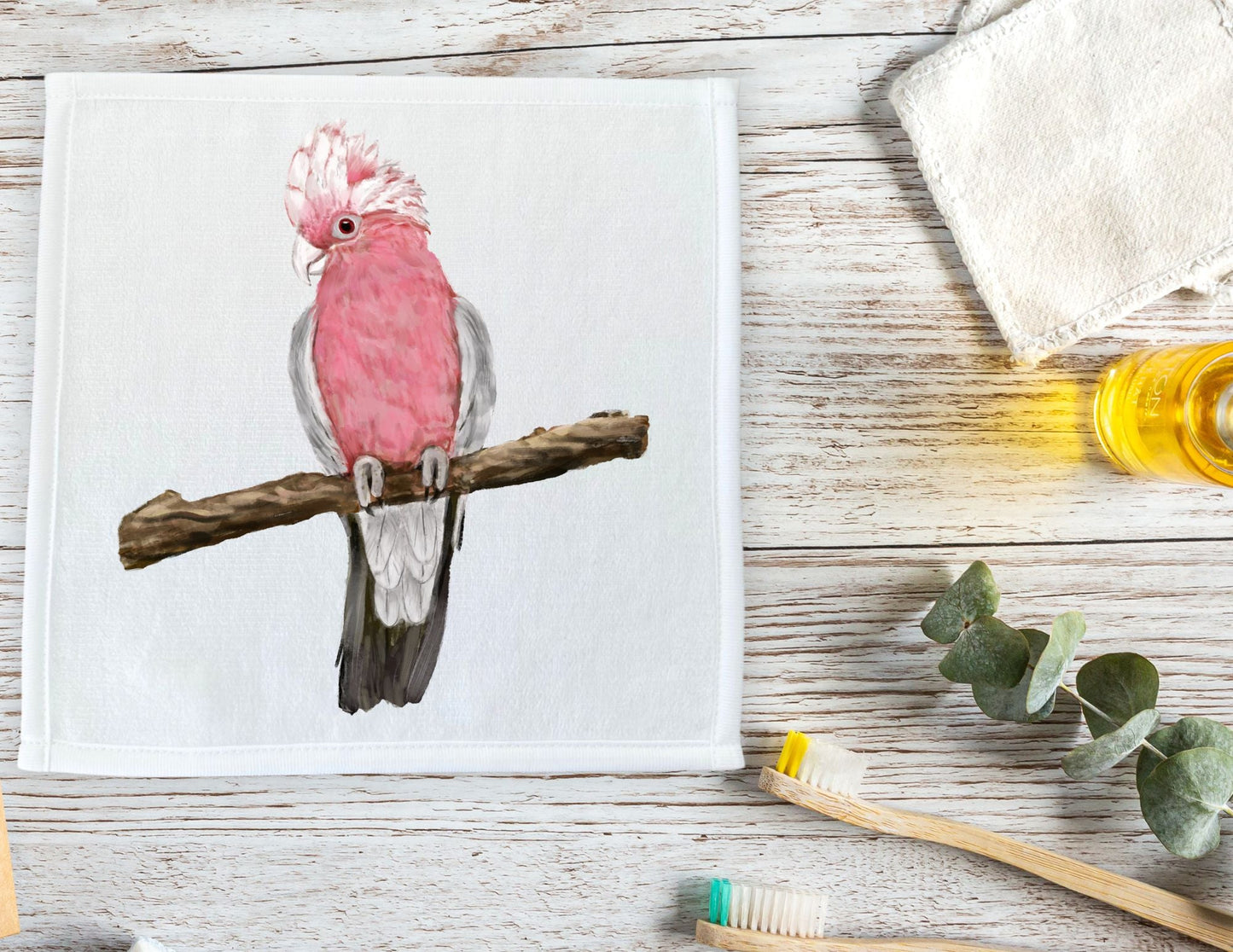 Galah Cockatoo Bird Washcloth - MerikaArt