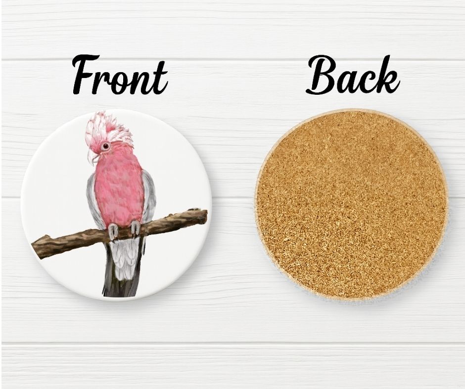 Galah Cockatoo Ceramic Coaster - MerikaArt