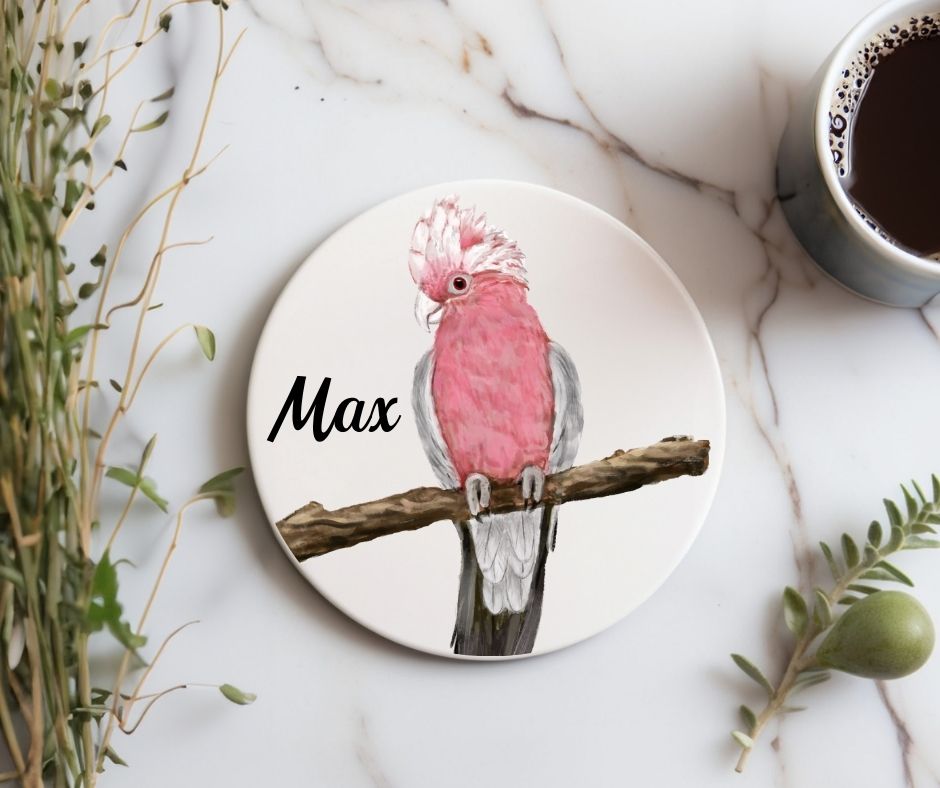 Galah Cockatoo Ceramic Coaster - MerikaArt