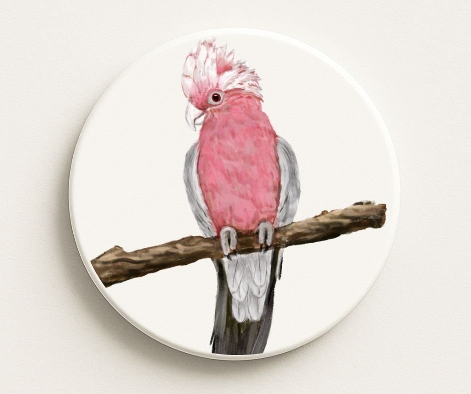 Galah Cockatoo Ceramic Coaster - MerikaArt