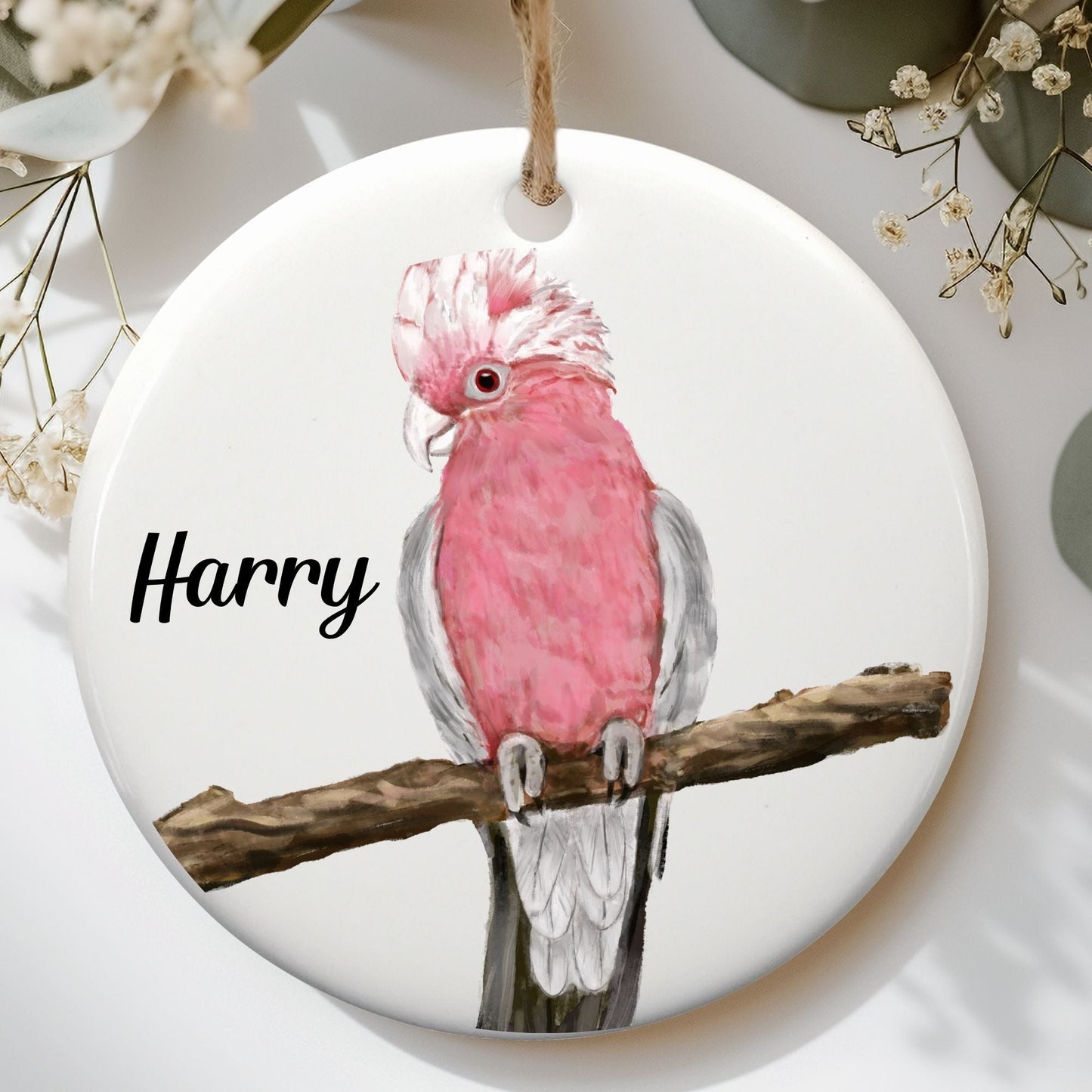 Galah Cockatoo Ceramic Ornament - MerikaArt