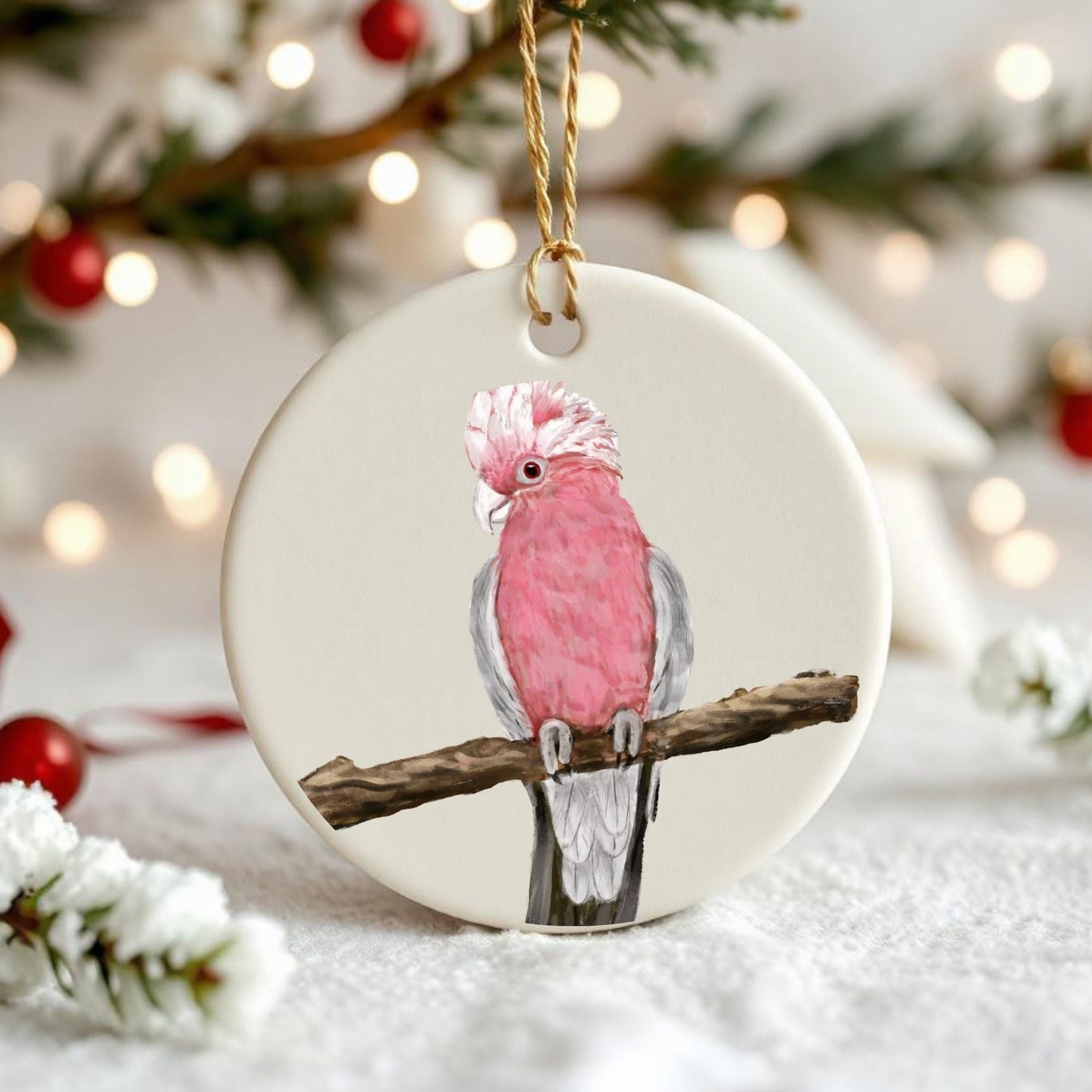 Galah Cockatoo Ceramic Ornament - MerikaArt