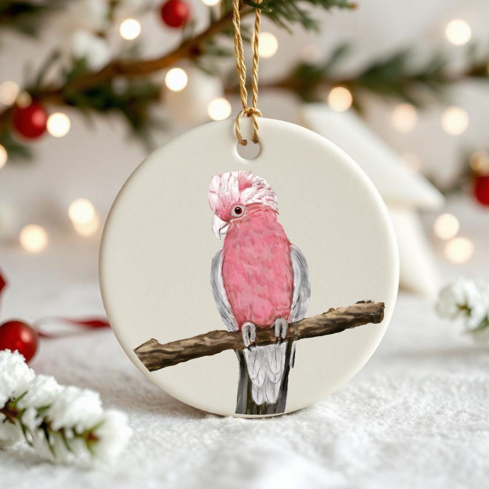 Galah Cockatoo Ceramic Ornament - MerikaArt