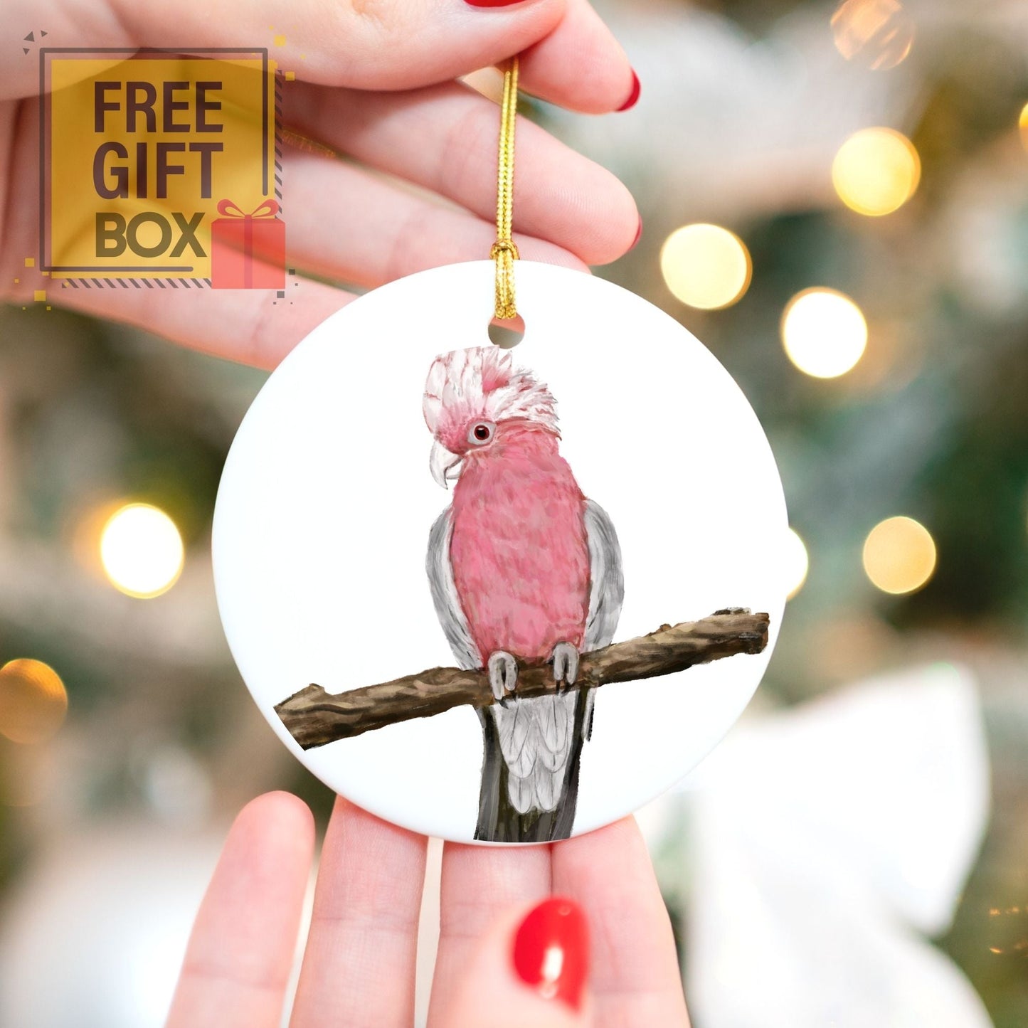 Galah Cockatoo Ceramic Ornament - MerikaArt