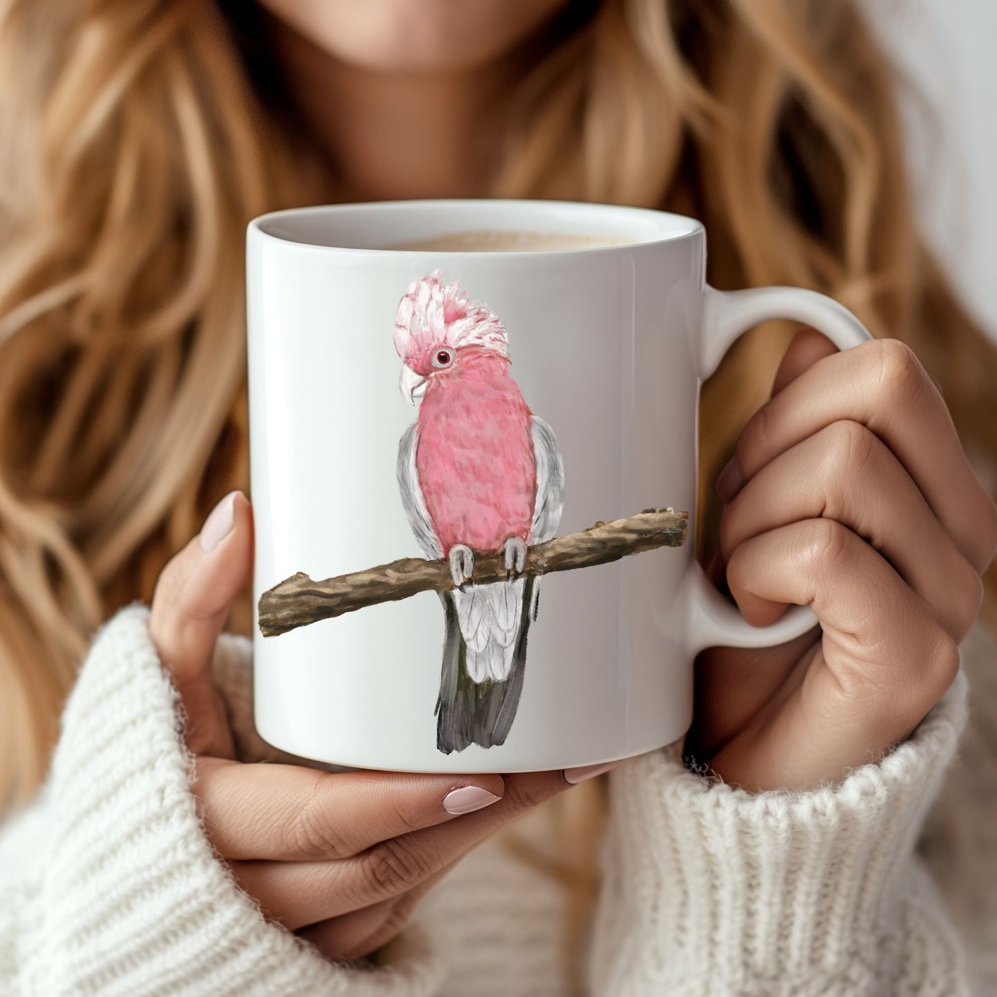 Galah Cockatoo Mug with Beautiful Bird Illustration - MerikaArt