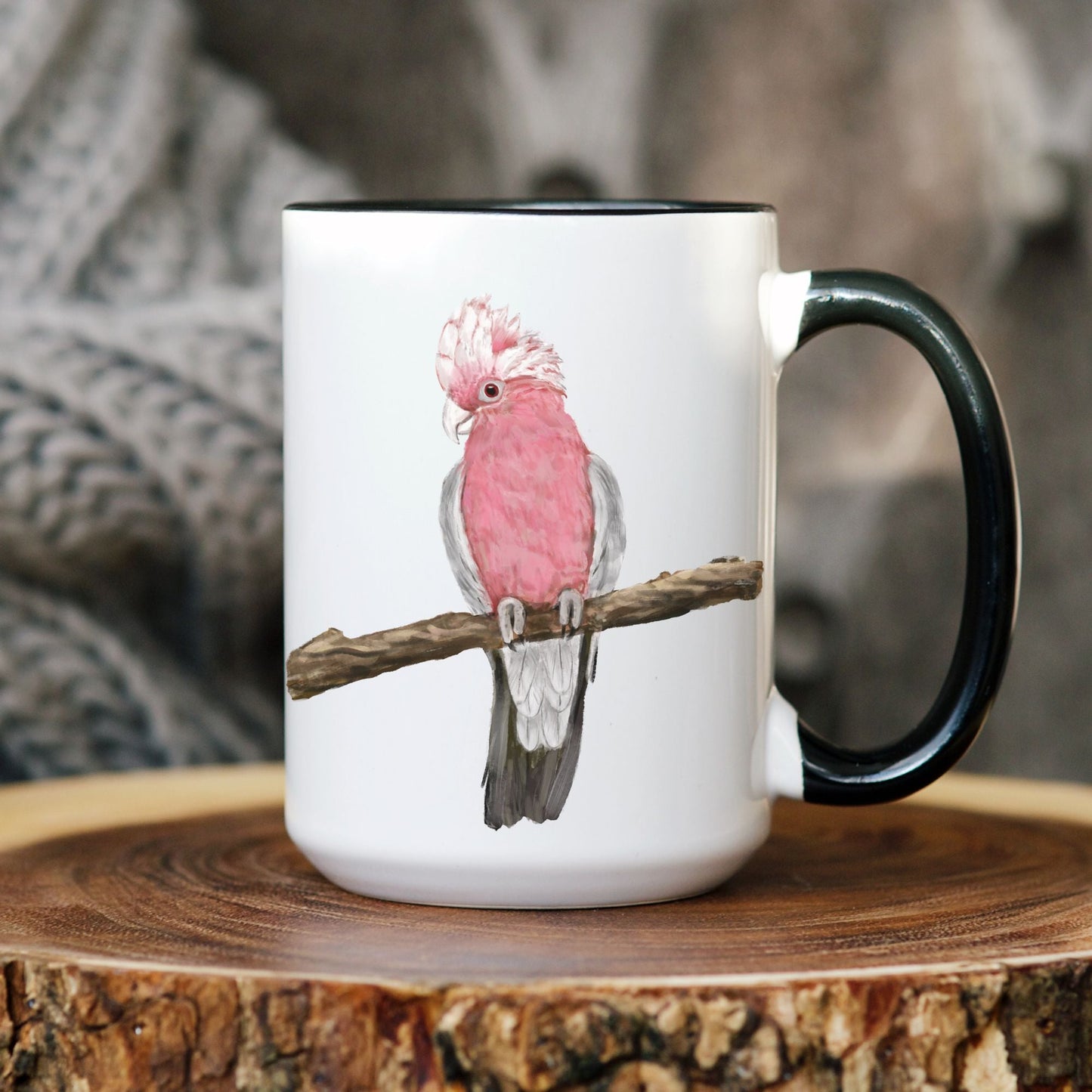 Galah Cockatoo Mug with Beautiful Bird Illustration - MerikaArt