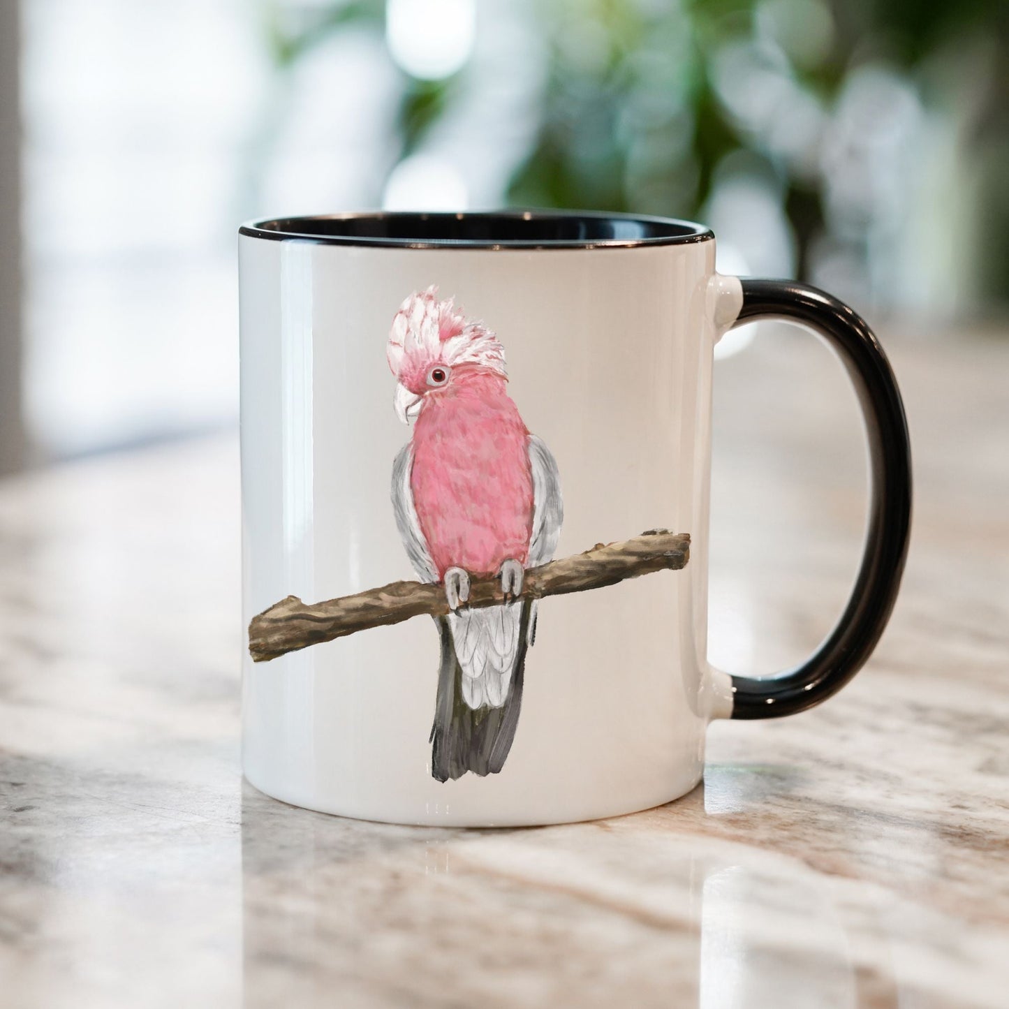 Galah Cockatoo Mug with Beautiful Bird Illustration - MerikaArt