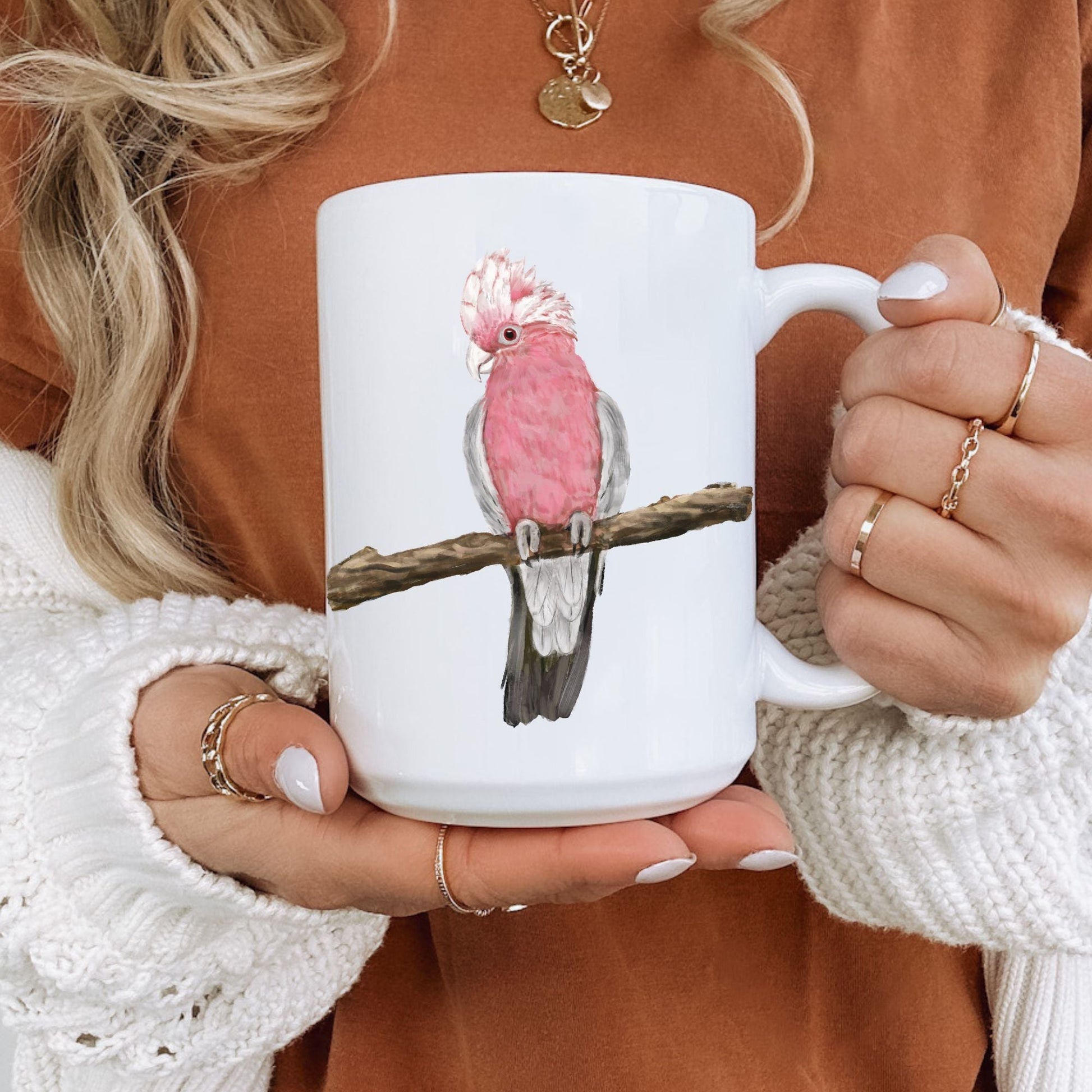 Galah Cockatoo Mug with Beautiful Bird Illustration - MerikaArt