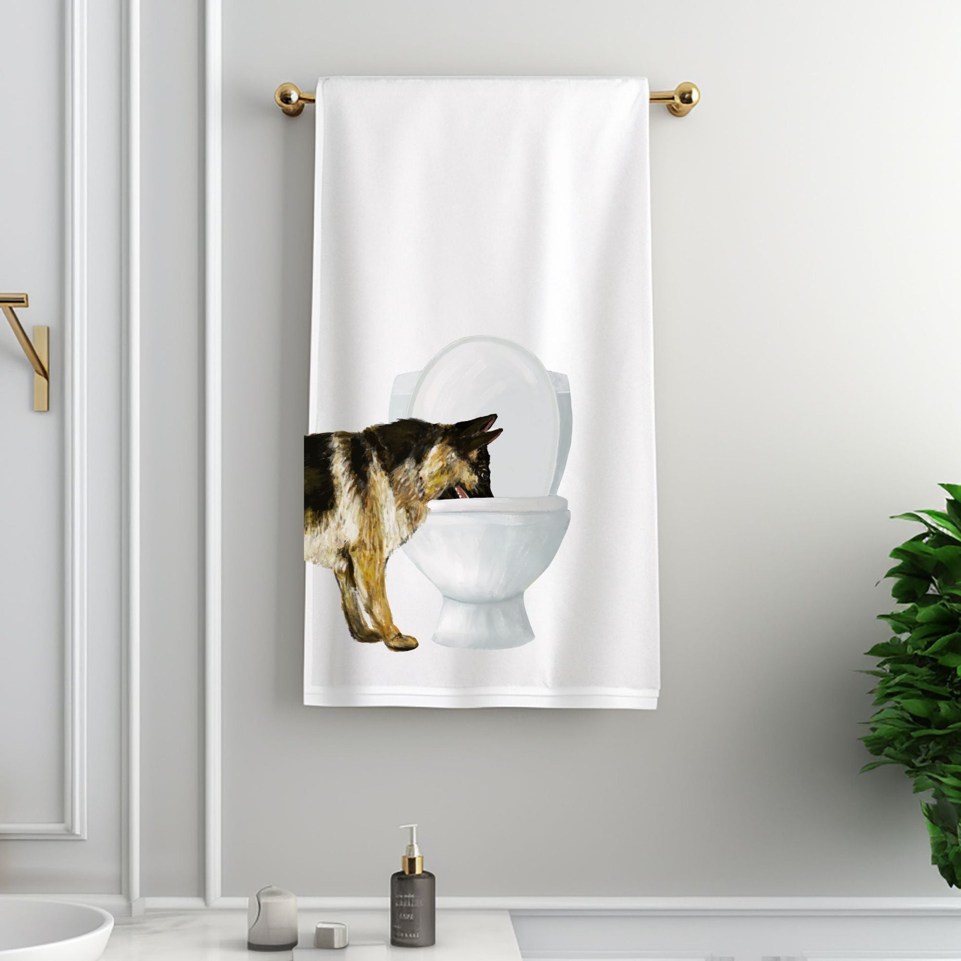 German Shepherd Bathroom Towel - MerikaArt