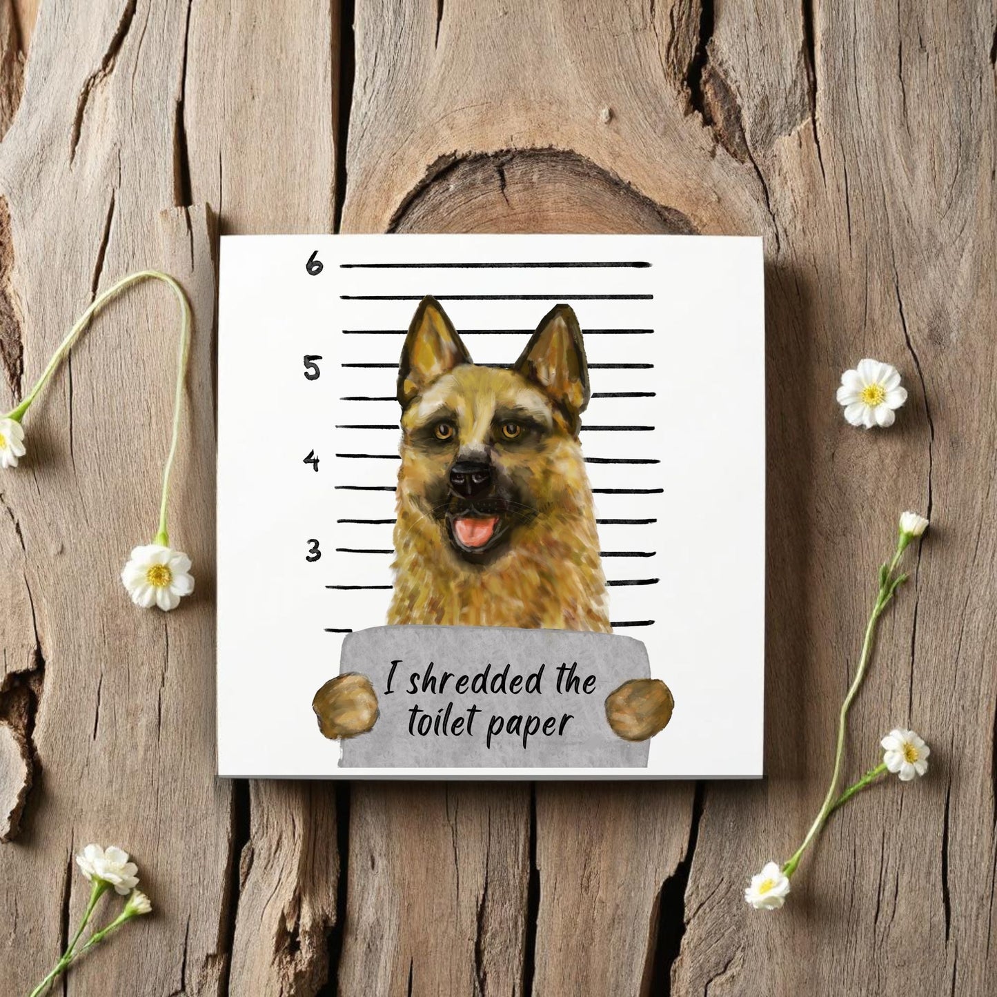 German Shepherd Ceramic Tile - MerikaArt
