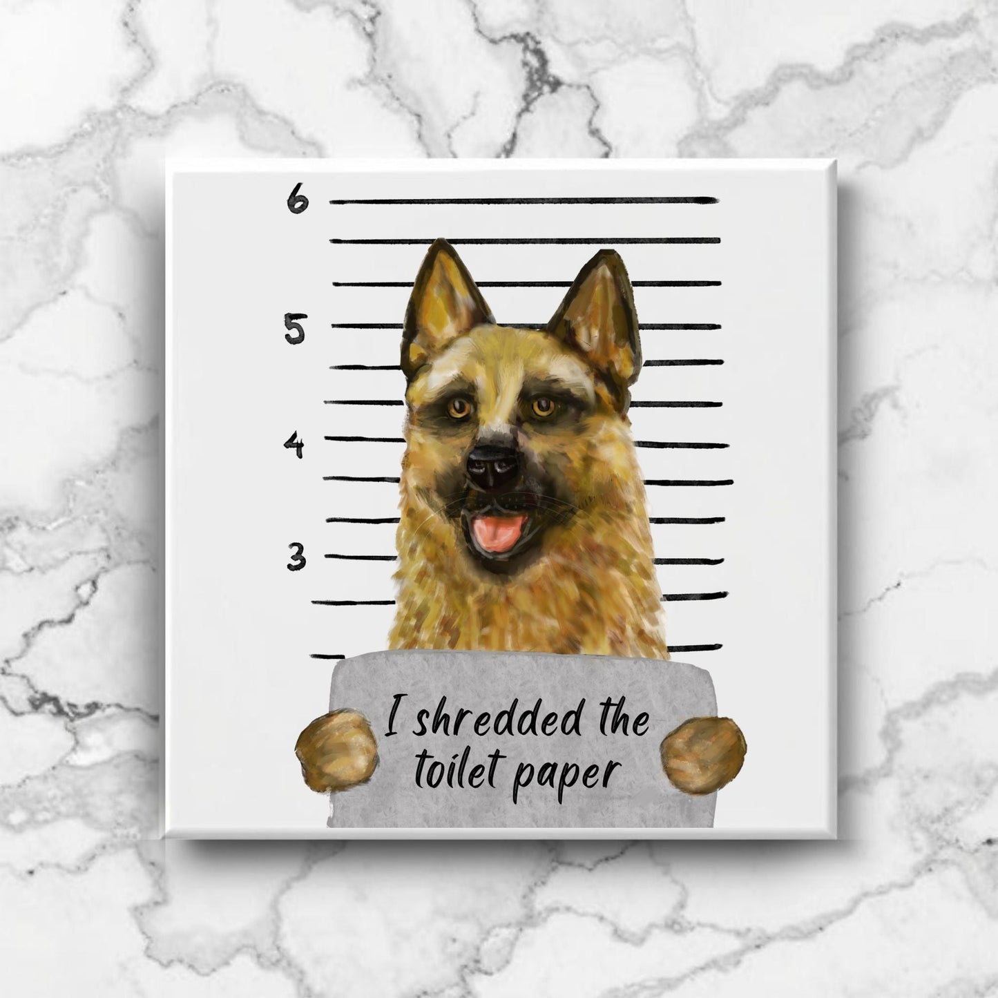 German Shepherd Ceramic Tile - MerikaArt