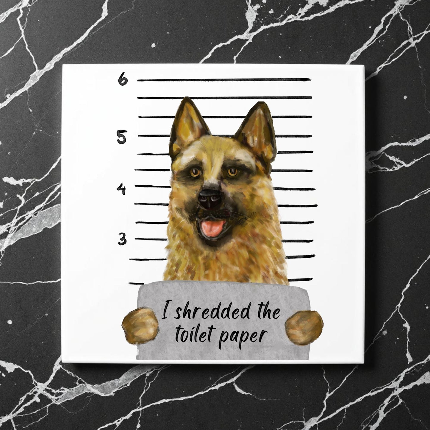 German Shepherd Ceramic Tile - MerikaArt