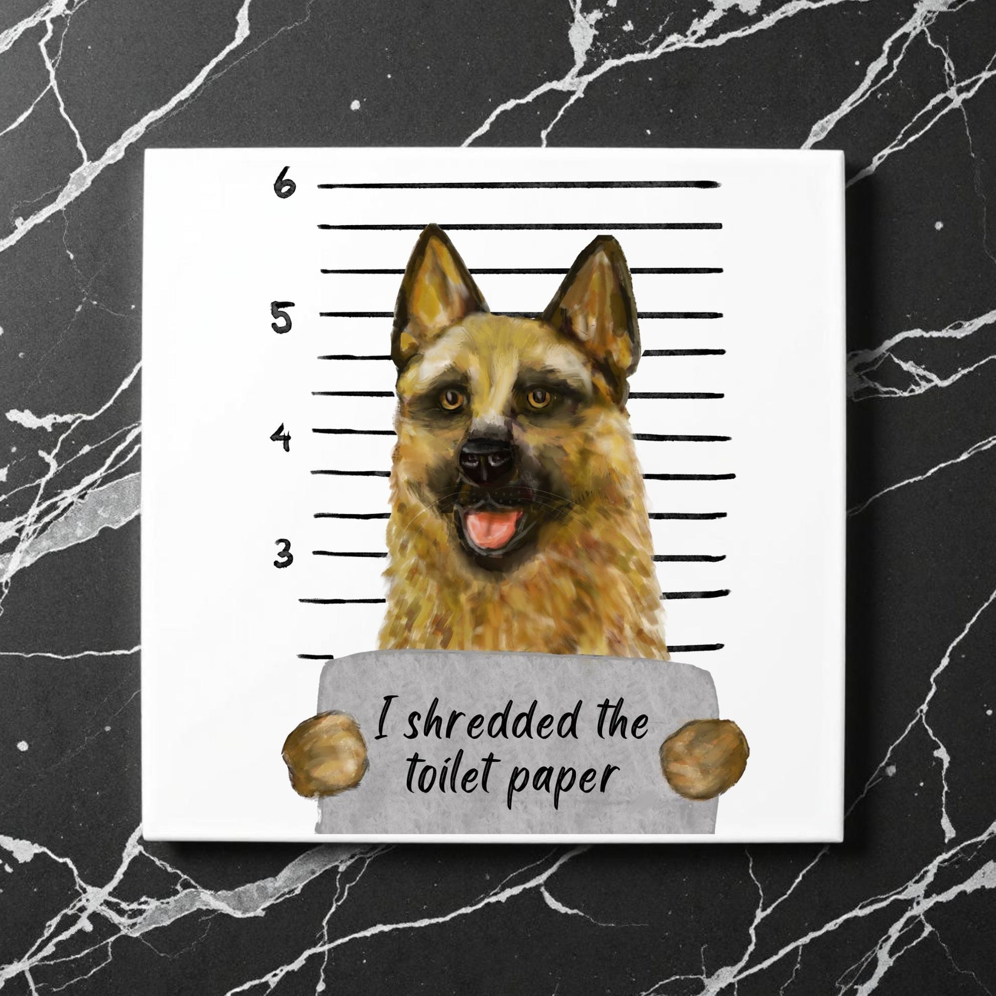 German Shepherd Ceramic Tile - MerikaArt