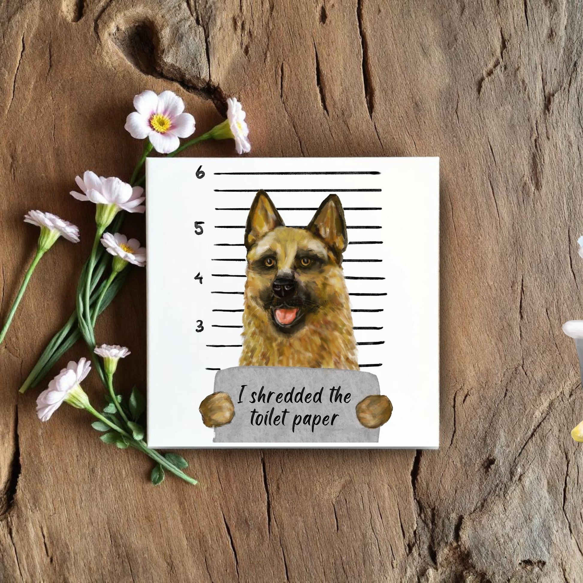 German Shepherd Ceramic Tile - MerikaArt