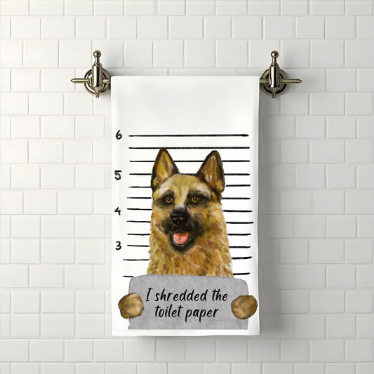 German Shepherd Mugshot Bathroom Towel - MerikaArt