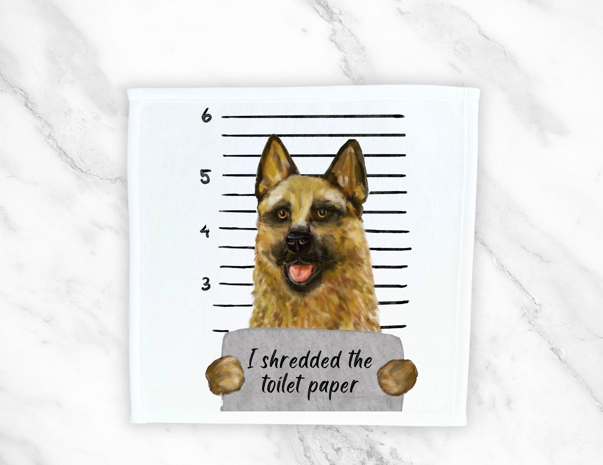 German Shepherd Washcloth - MerikaArt