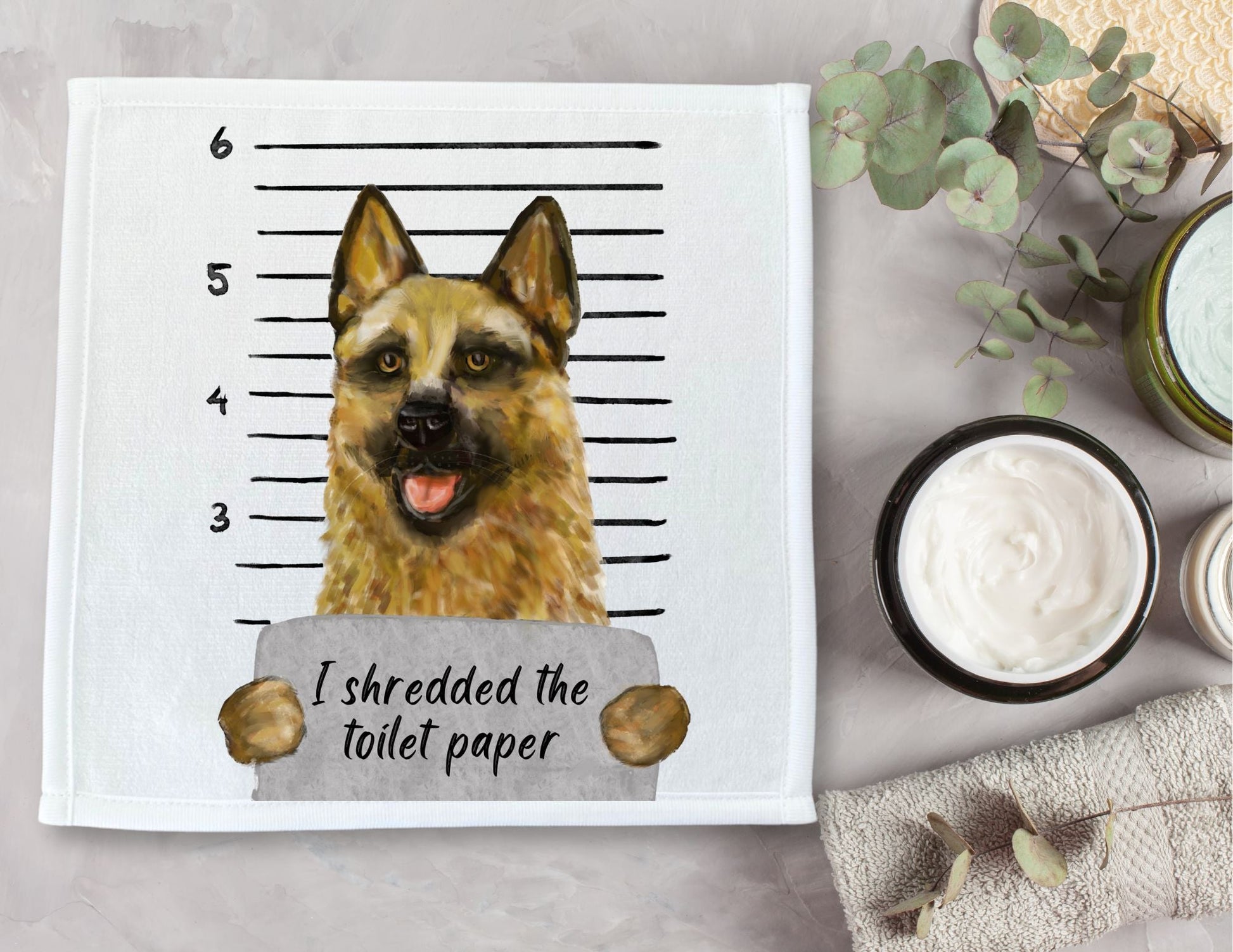 German Shepherd Washcloth - MerikaArt