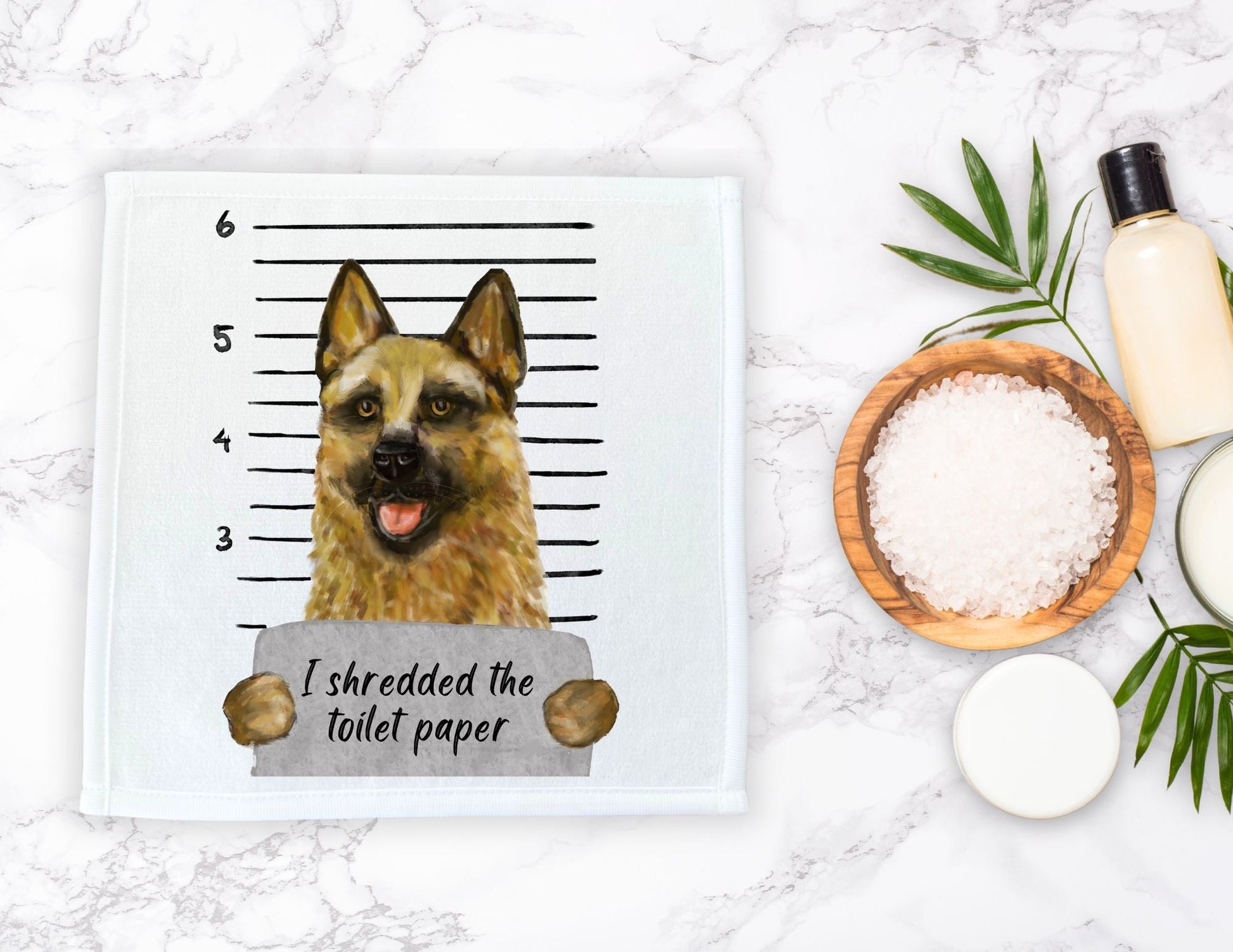 German Shepherd Washcloth - MerikaArt
