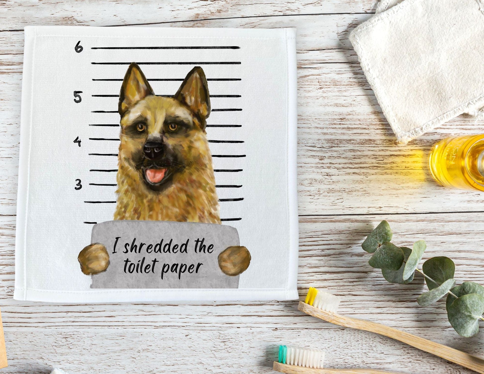 German Shepherd Washcloth - MerikaArt