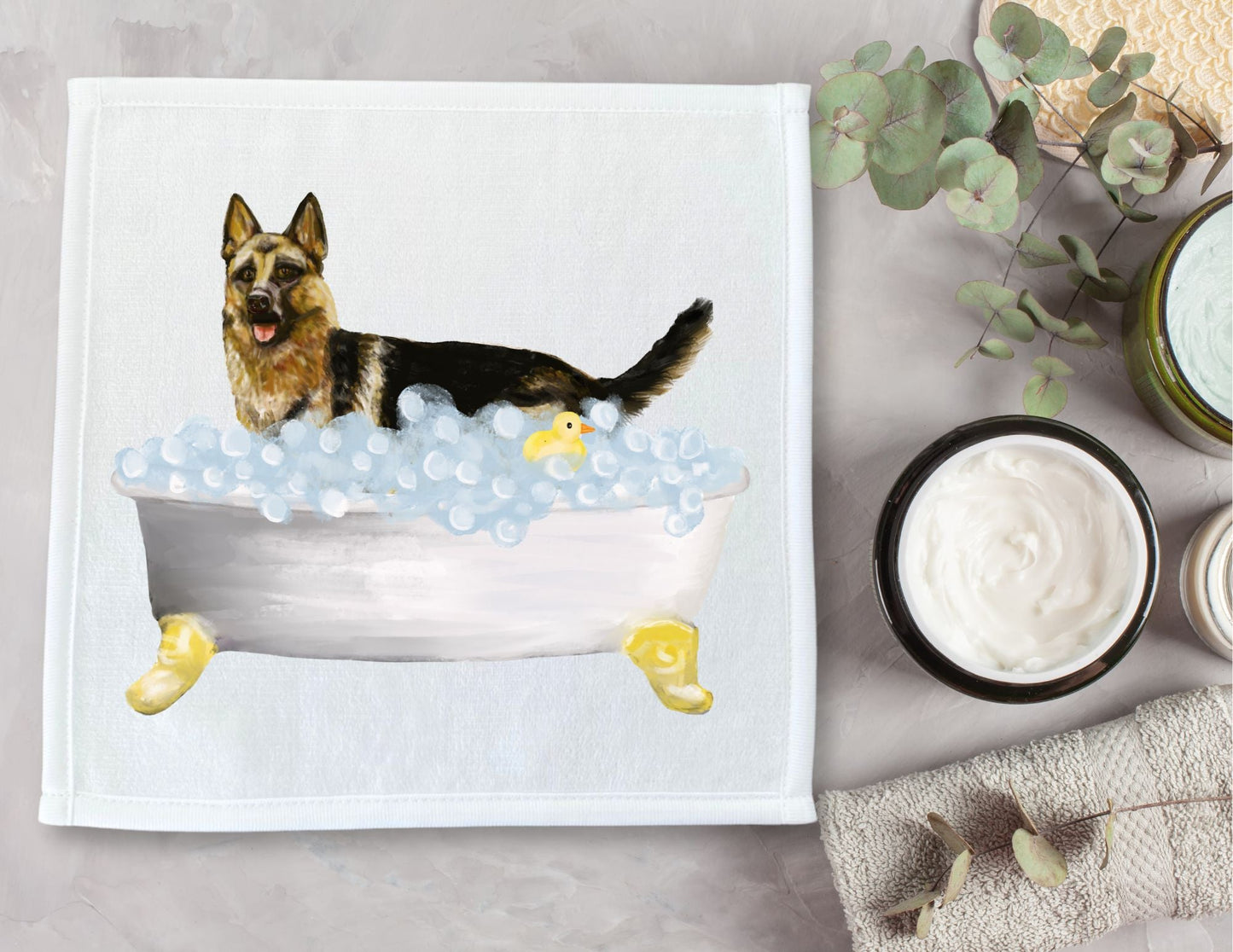 German Shepherd Washcloth - MerikaArt
