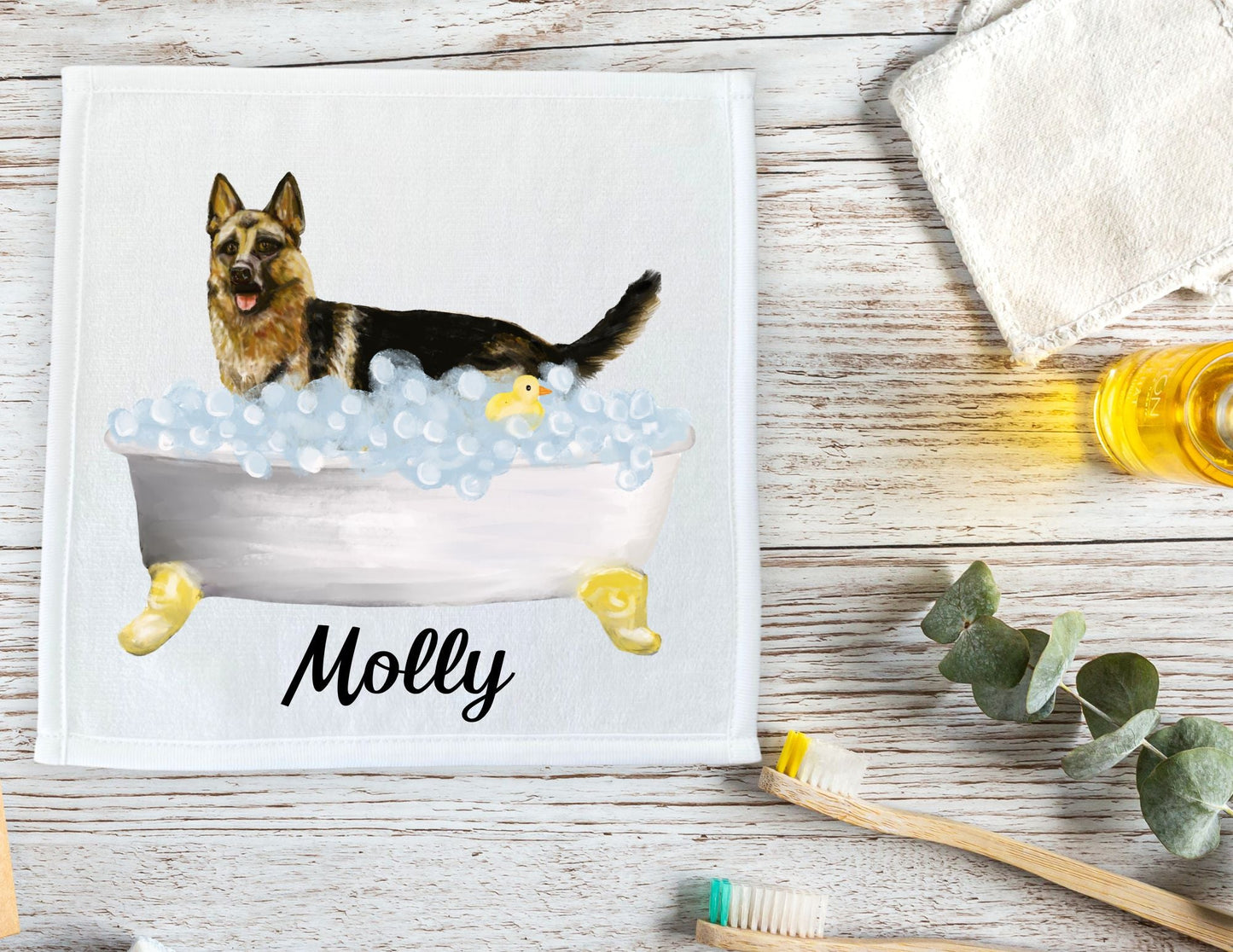 German Shepherd Washcloth - MerikaArt