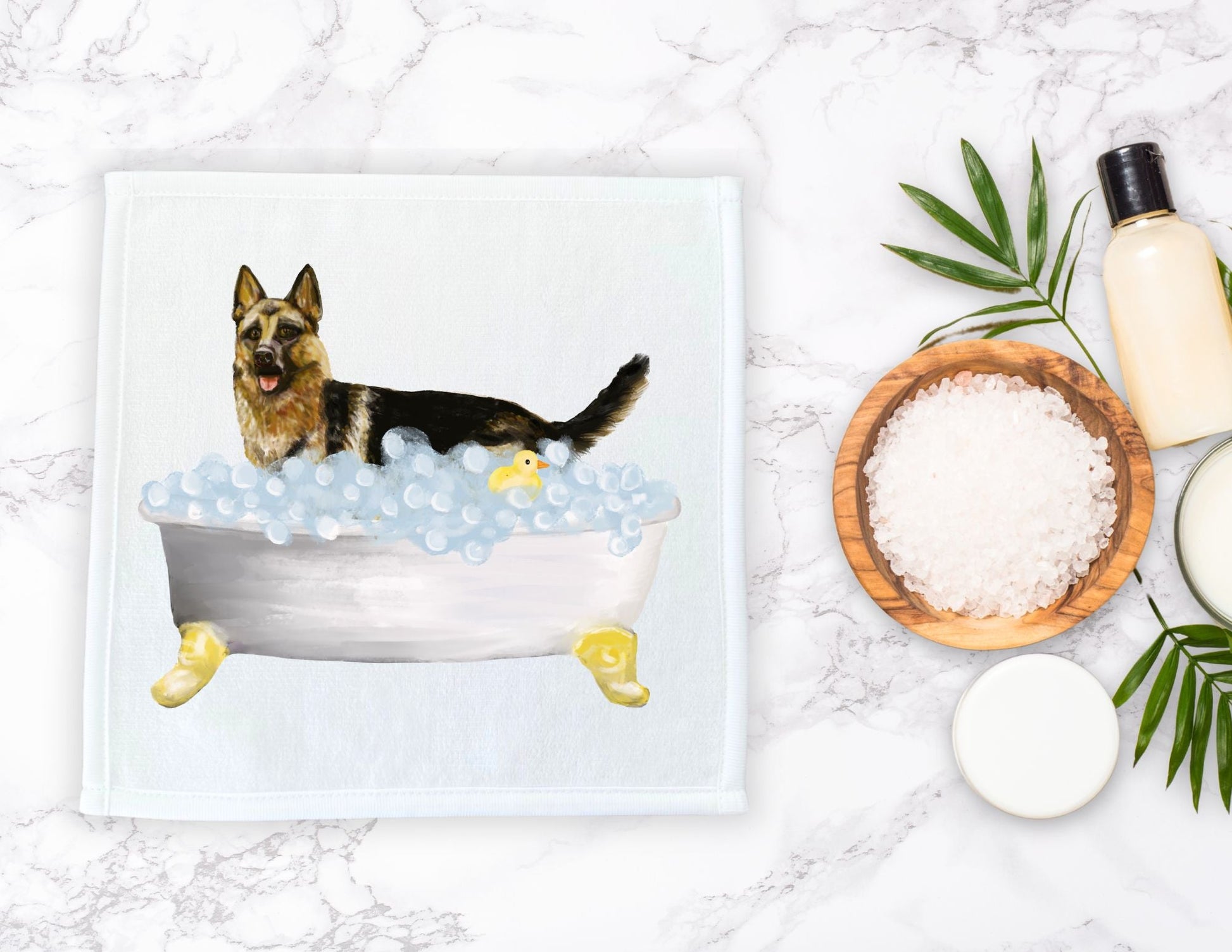 German Shepherd Washcloth - MerikaArt