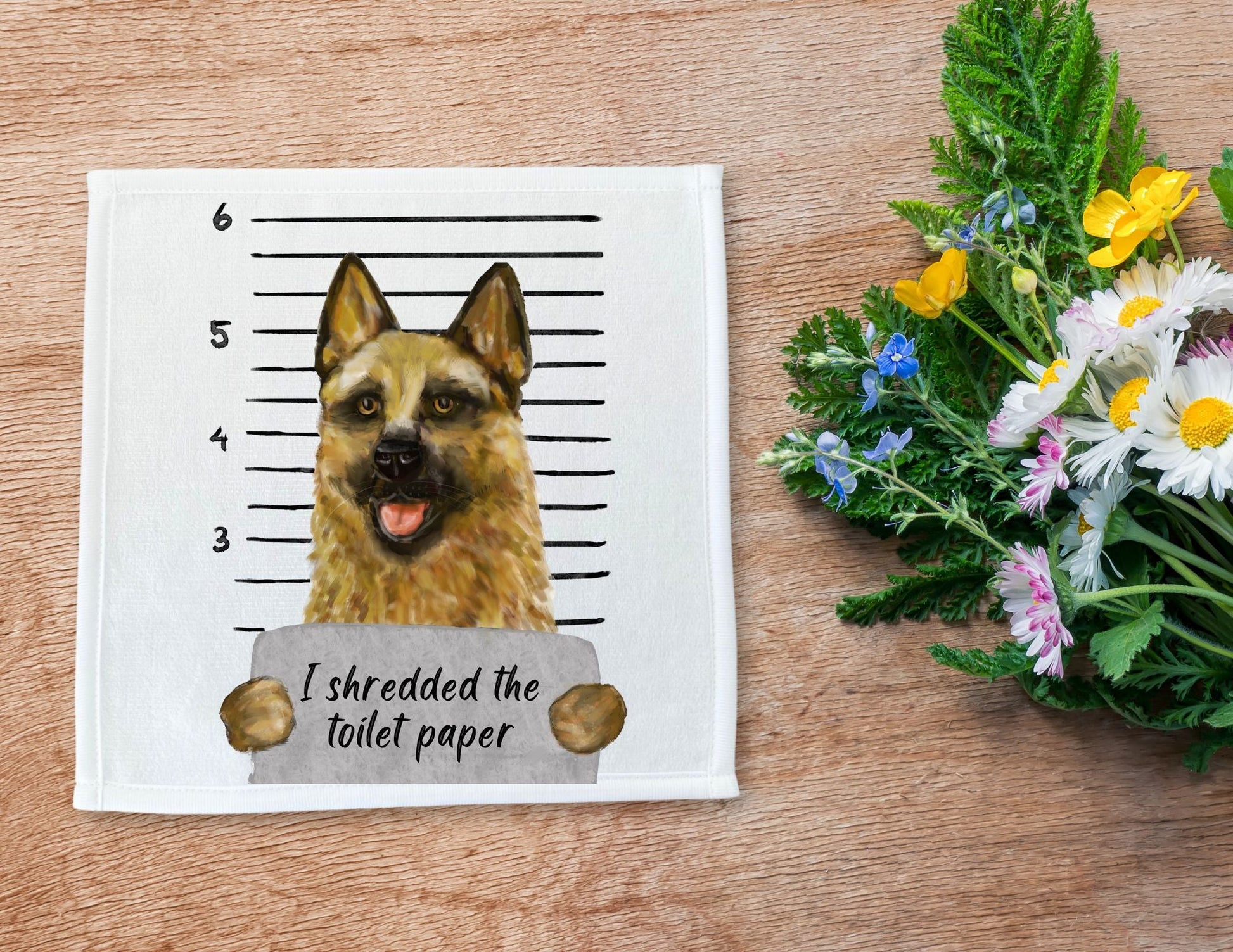 German Shepherd Washcloth - MerikaArt