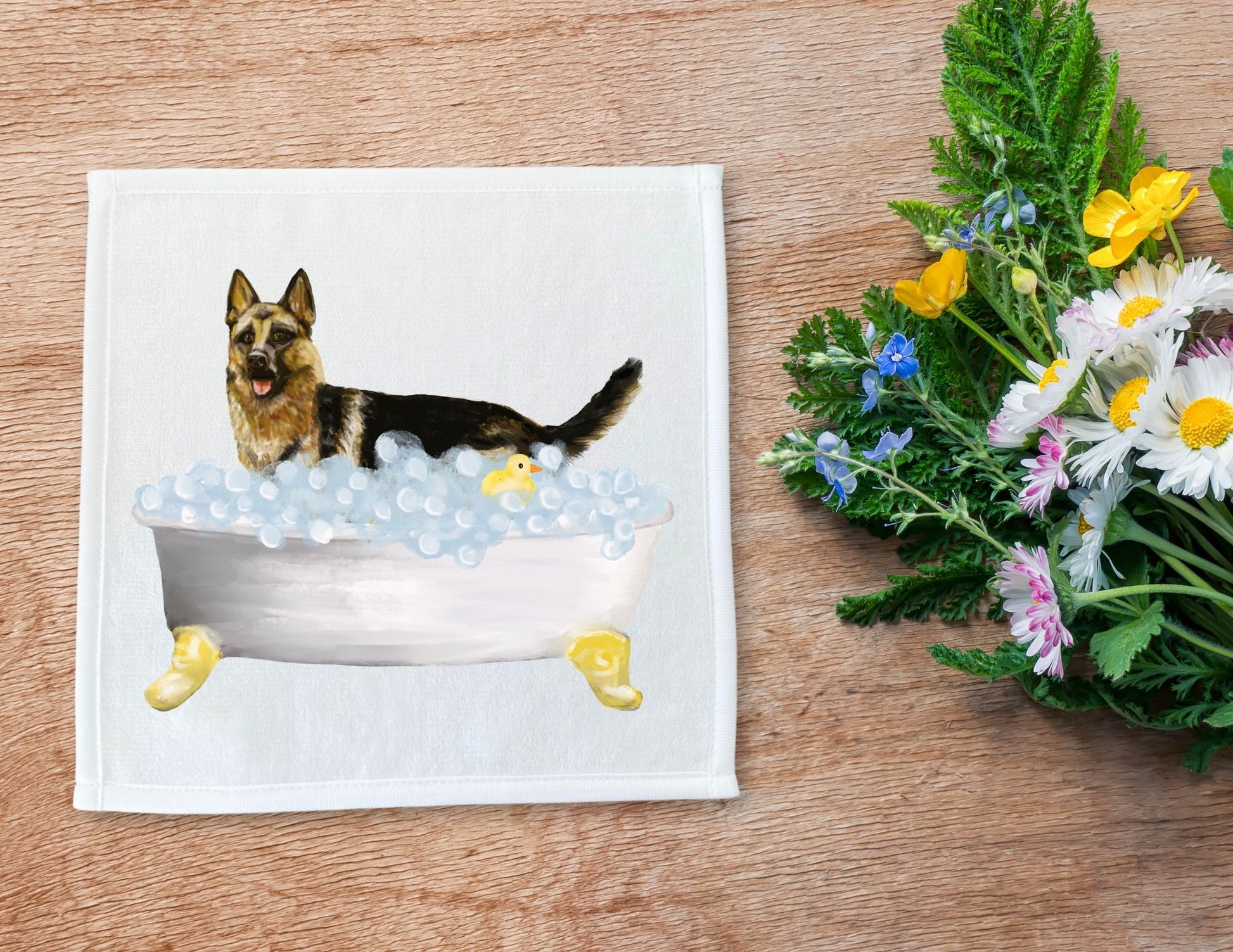 German Shepherd Washcloth - MerikaArt