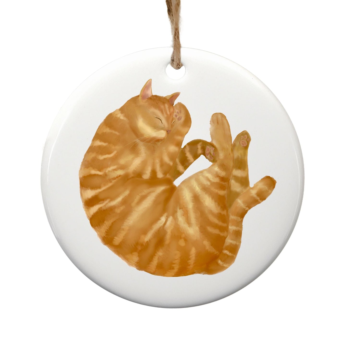 Ginger Cat Ceramic Ornament - MerikaArt