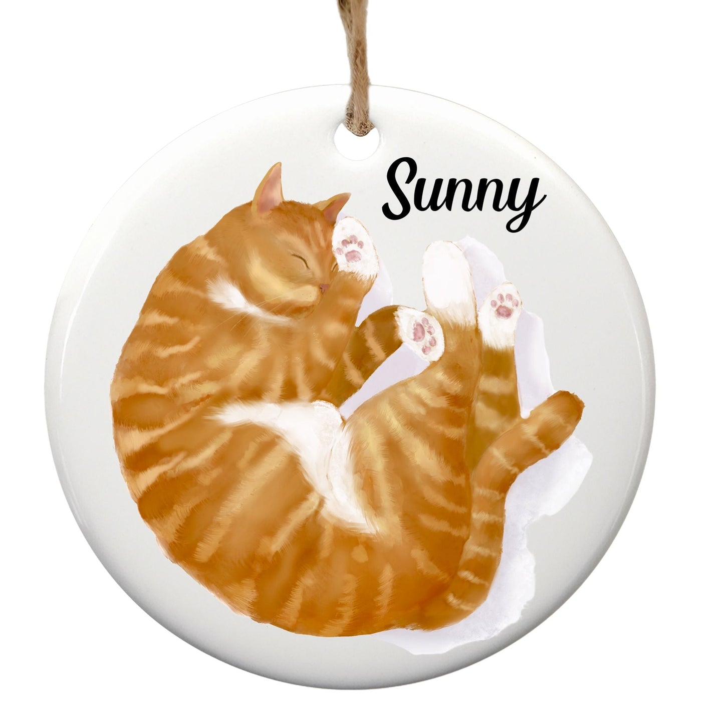 Ginger Cat Ceramic Ornament - MerikaArt