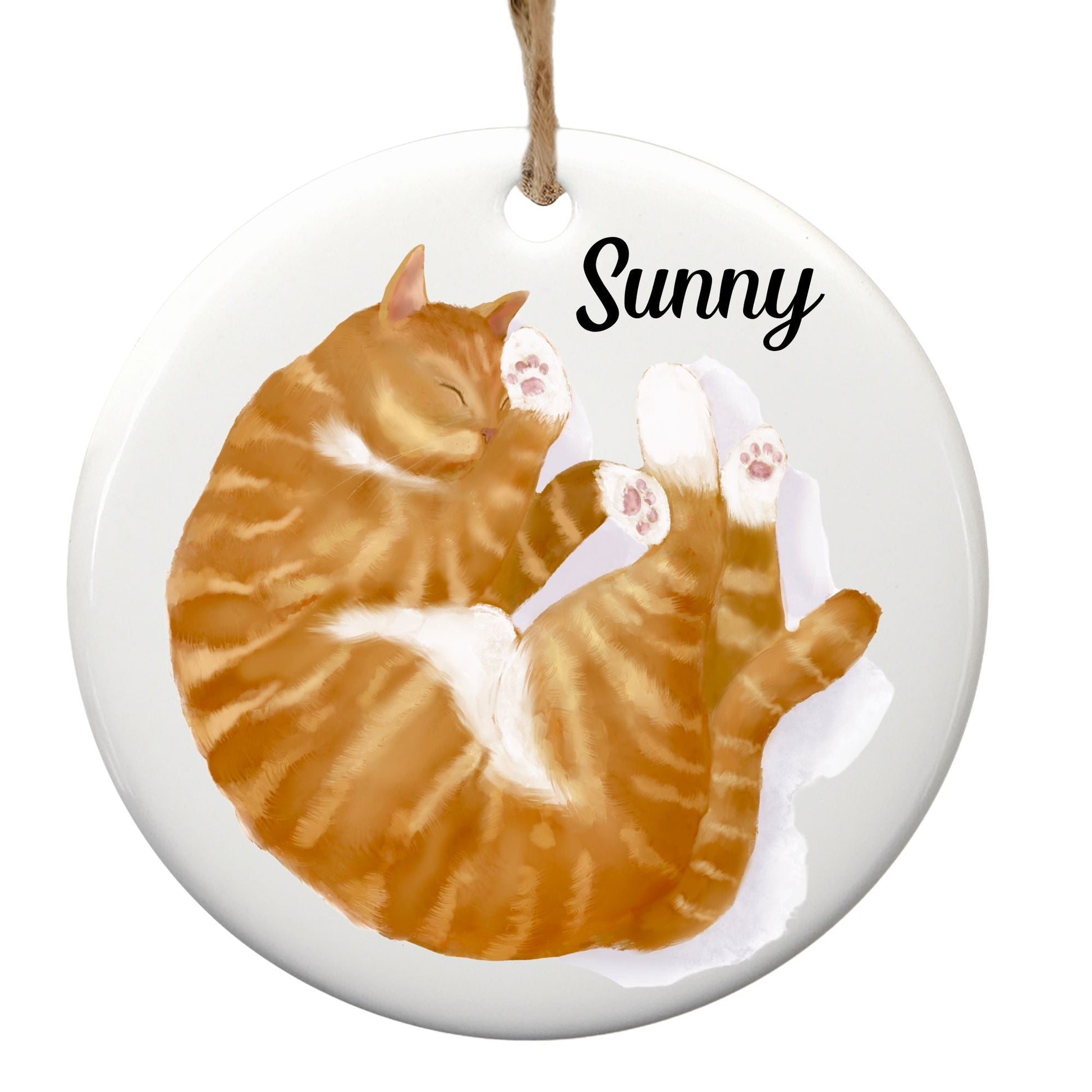 Ginger Cat Ceramic Ornament - MerikaArt