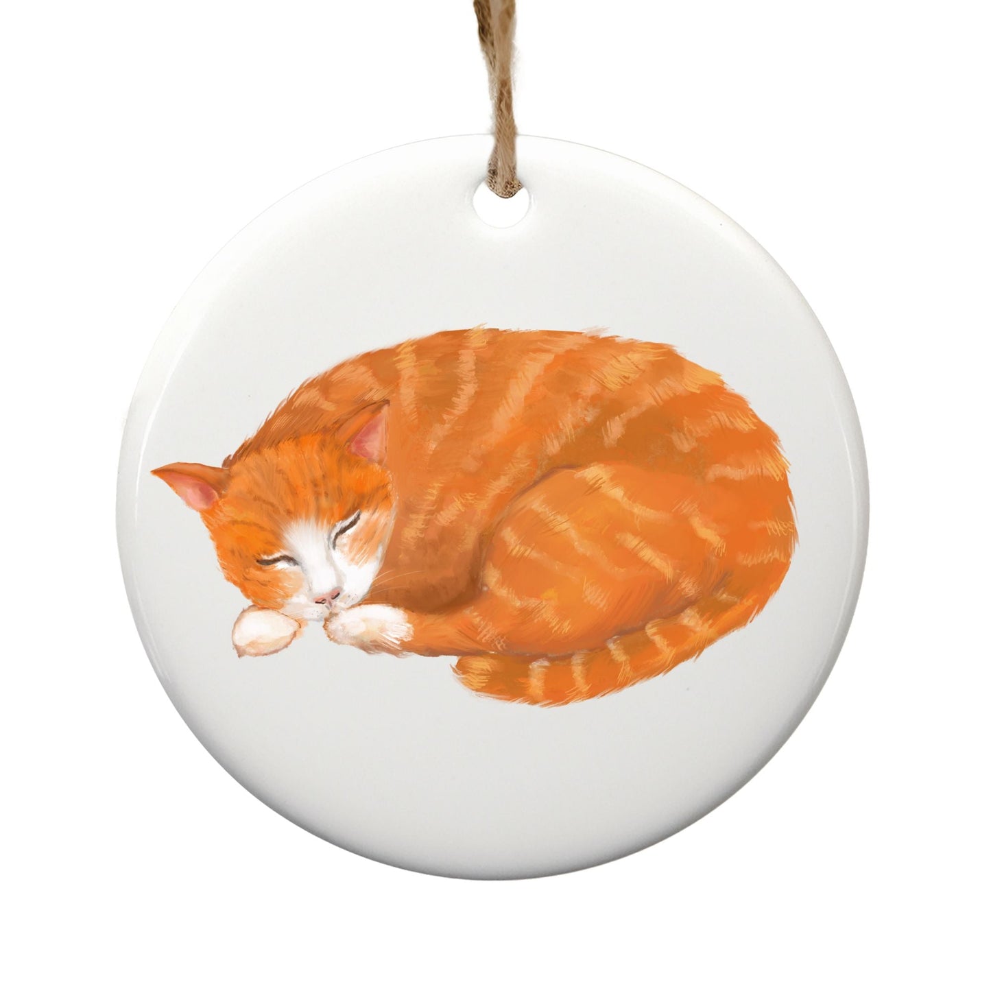 Ginger Cat Ceramic Ornament - MerikaArt