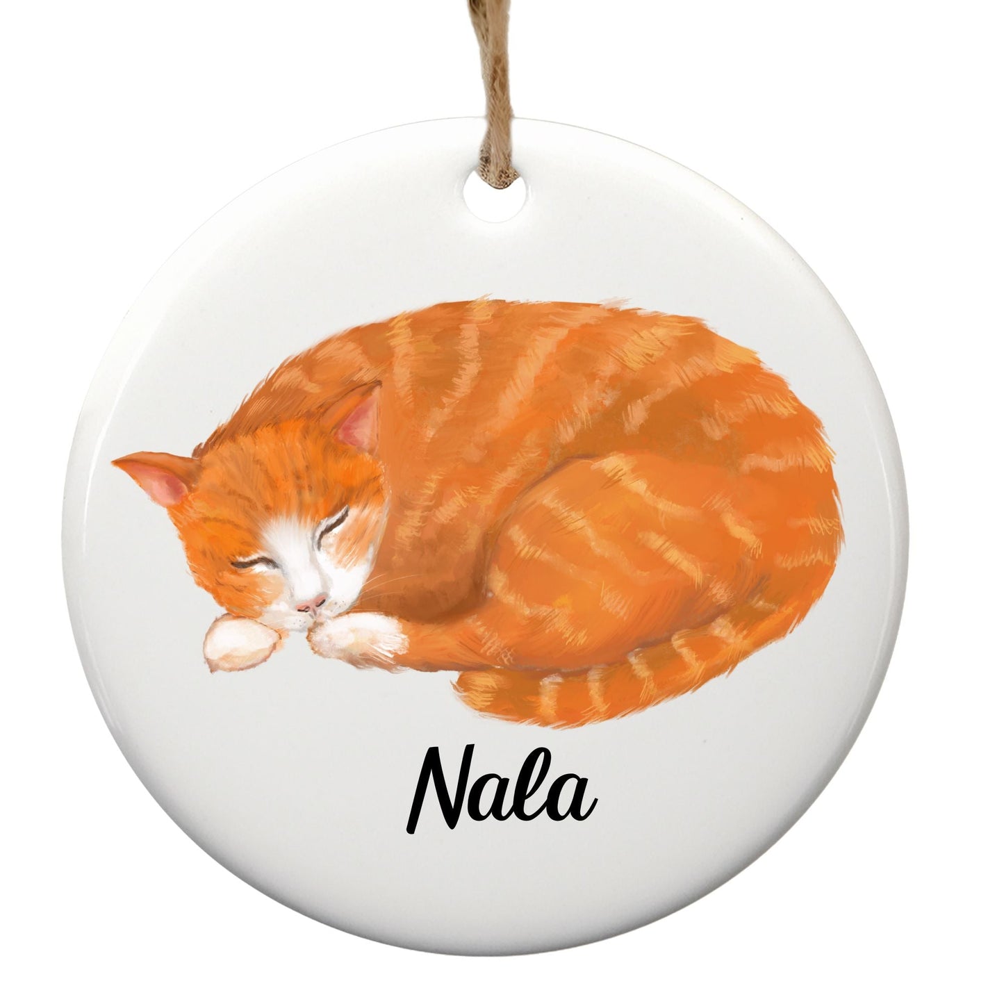 Ginger Cat Ceramic Ornament - MerikaArt