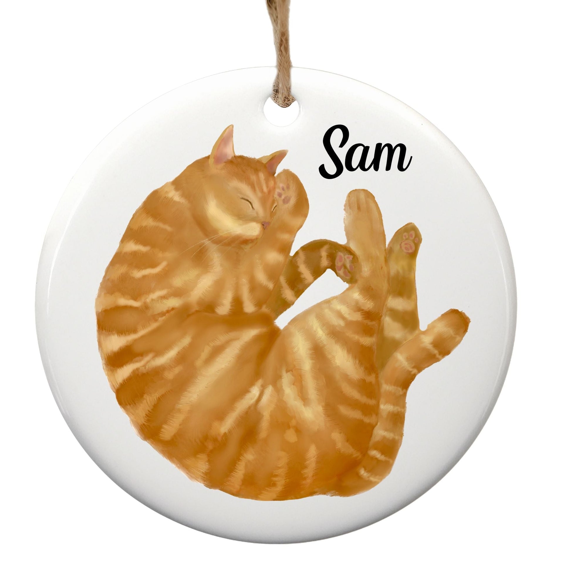 Ginger Cat Ceramic Ornament - MerikaArt