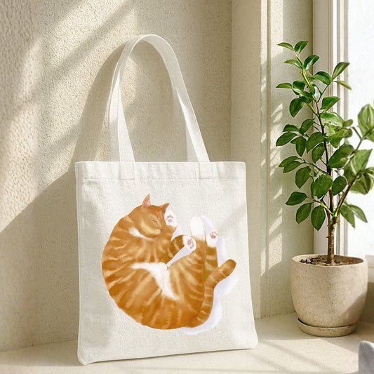 Ginger Tabby Cat Canvas Tote Bag - MerikaArt