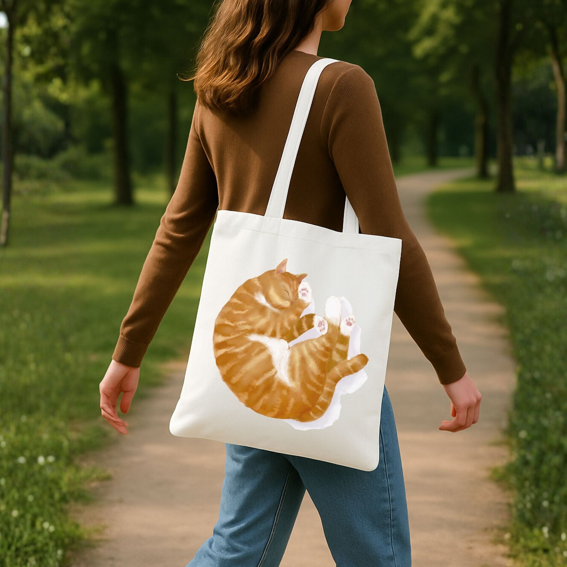 Ginger Tabby Cat Canvas Tote Bag - MerikaArt