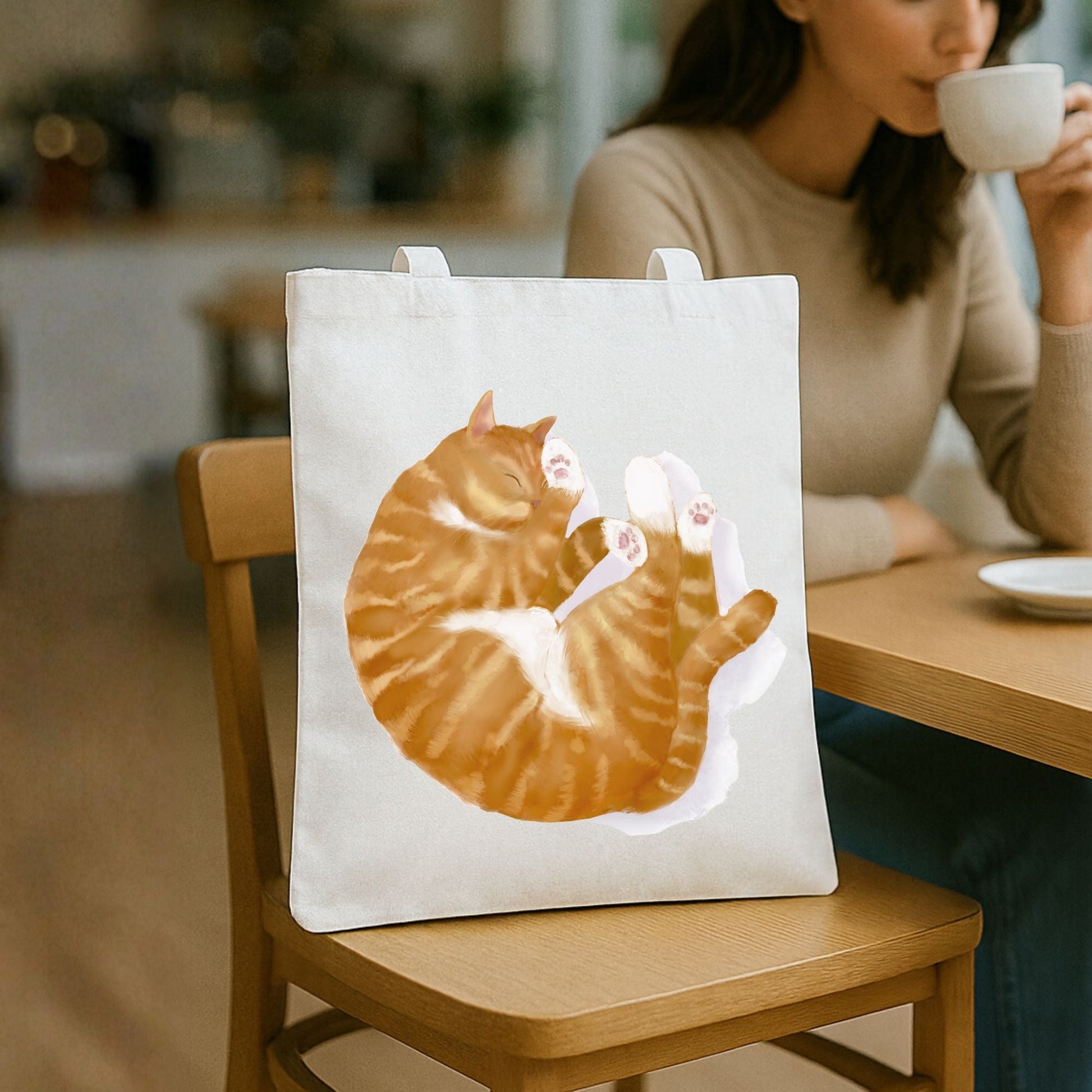 Ginger Tabby Cat Canvas Tote Bag - MerikaArt