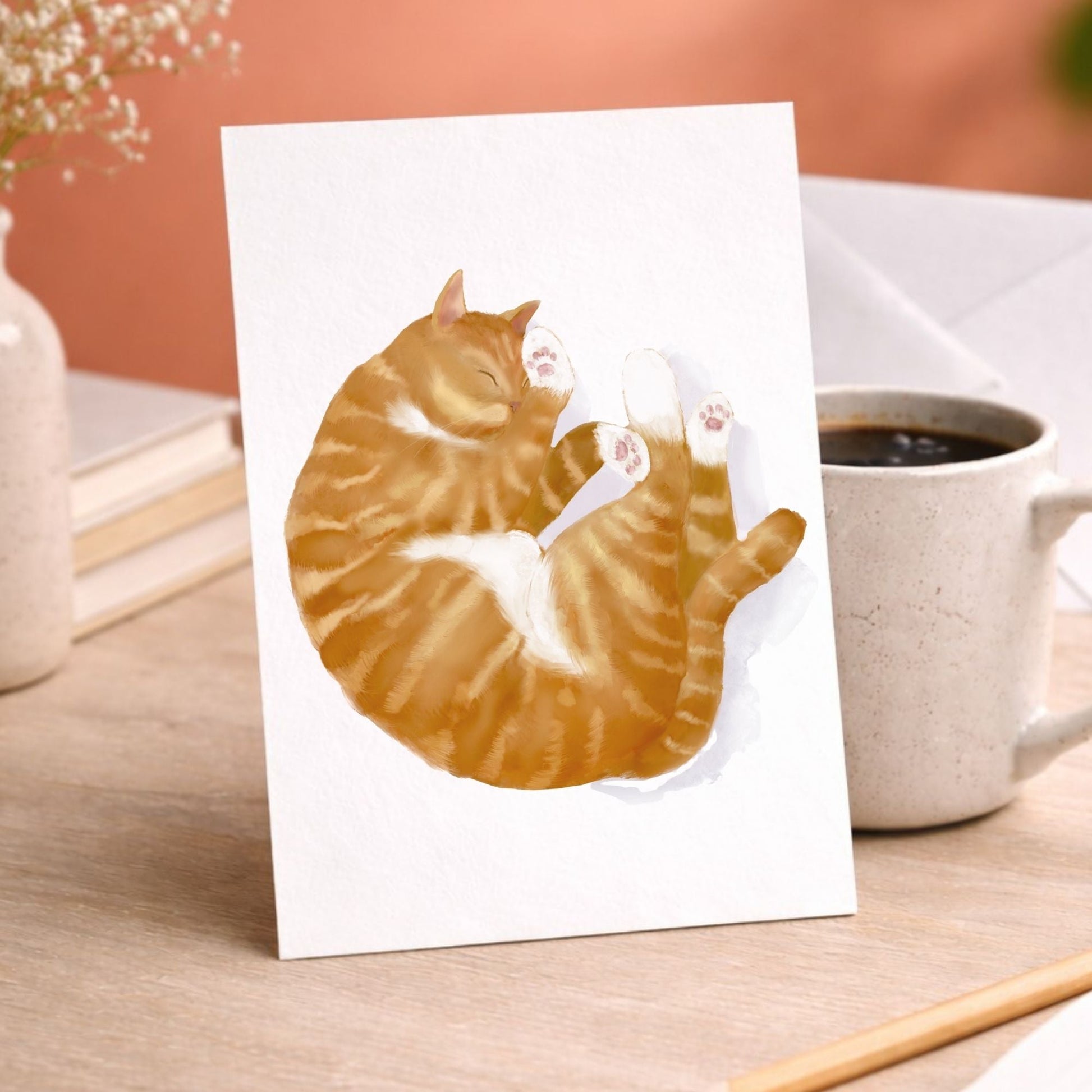 Ginger Tabby Cat Postcard - MerikaArt