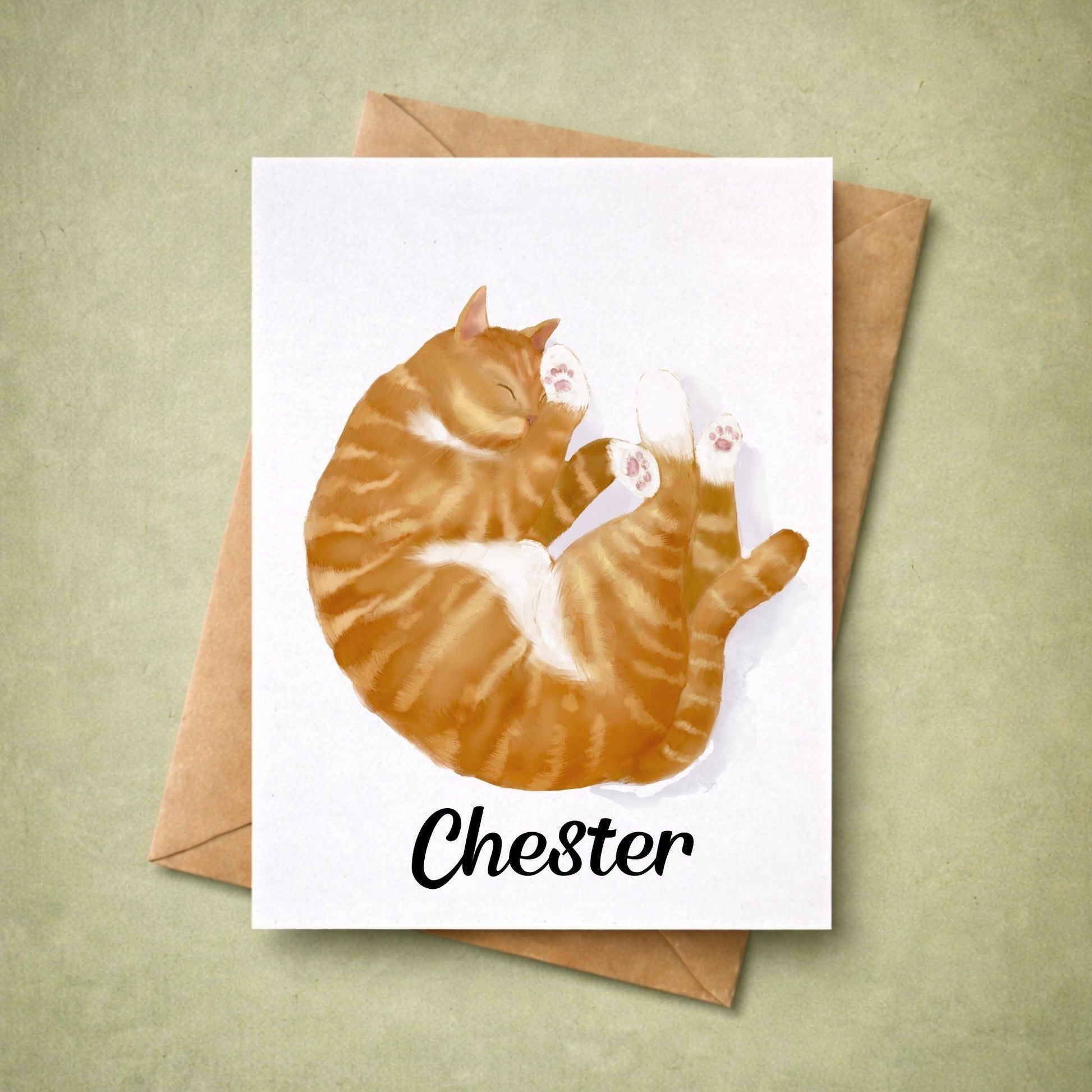 Ginger Tabby Cat Postcard - MerikaArt