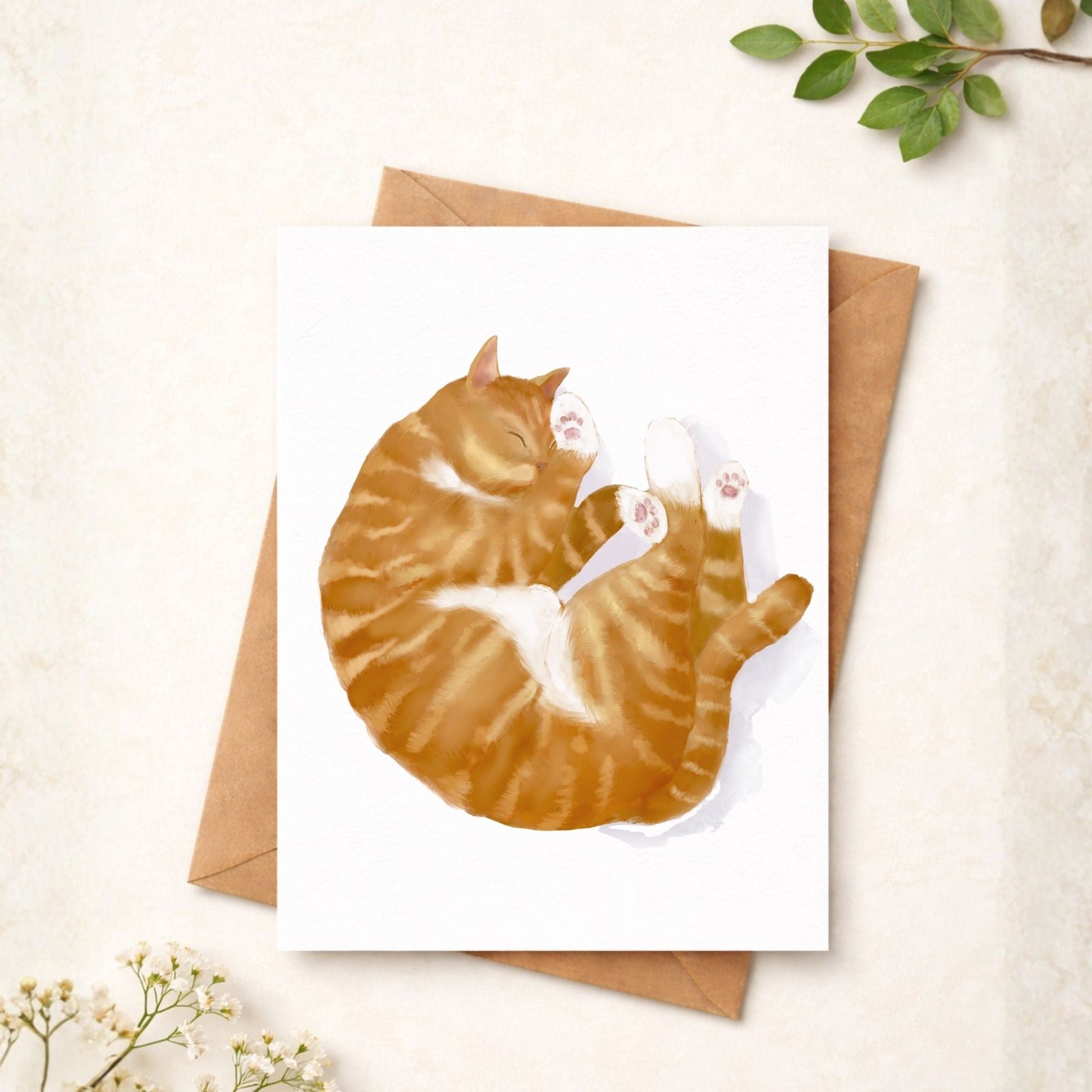 Ginger Tabby Cat Postcard - MerikaArt
