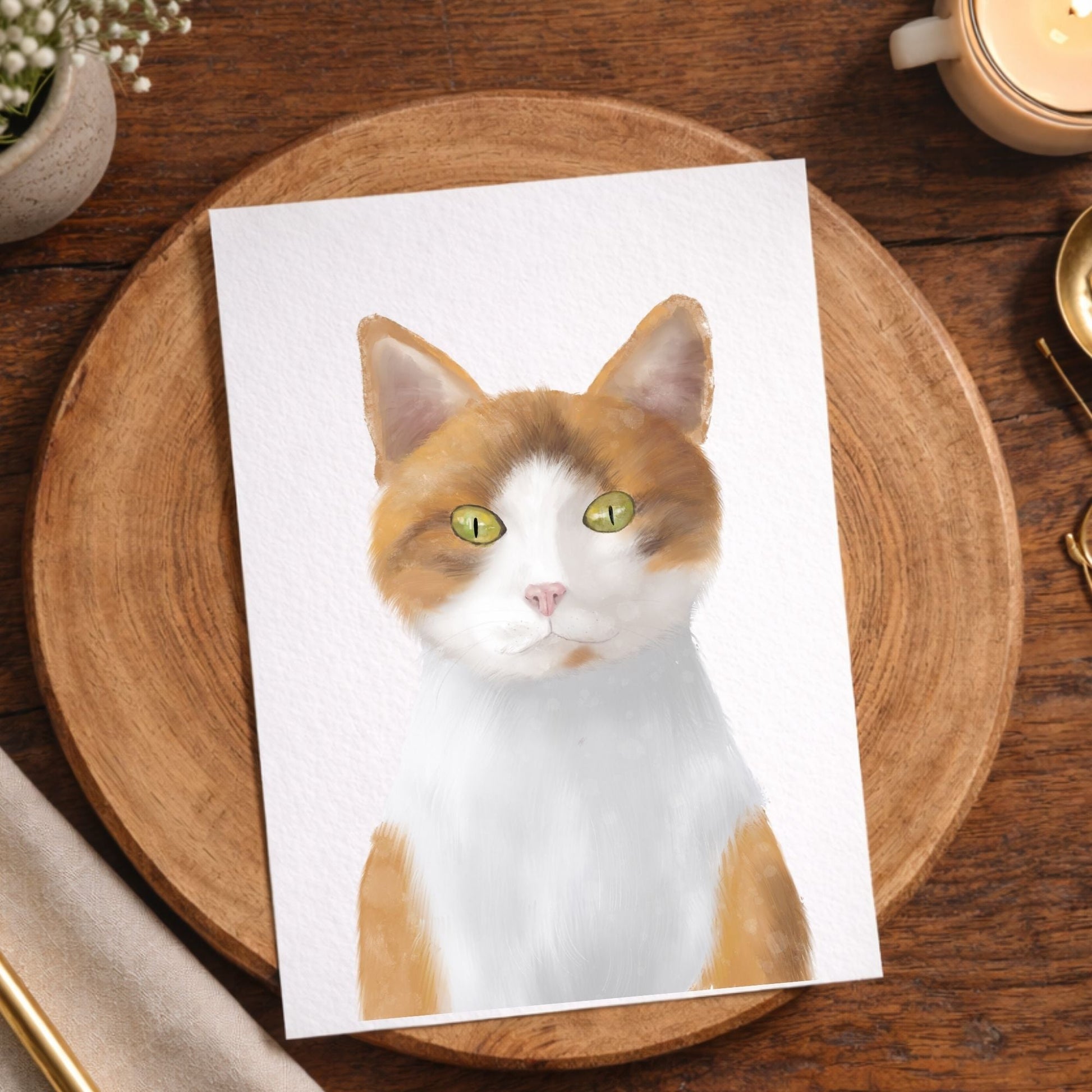 Ginger & White Cat Postcard - MerikaArt