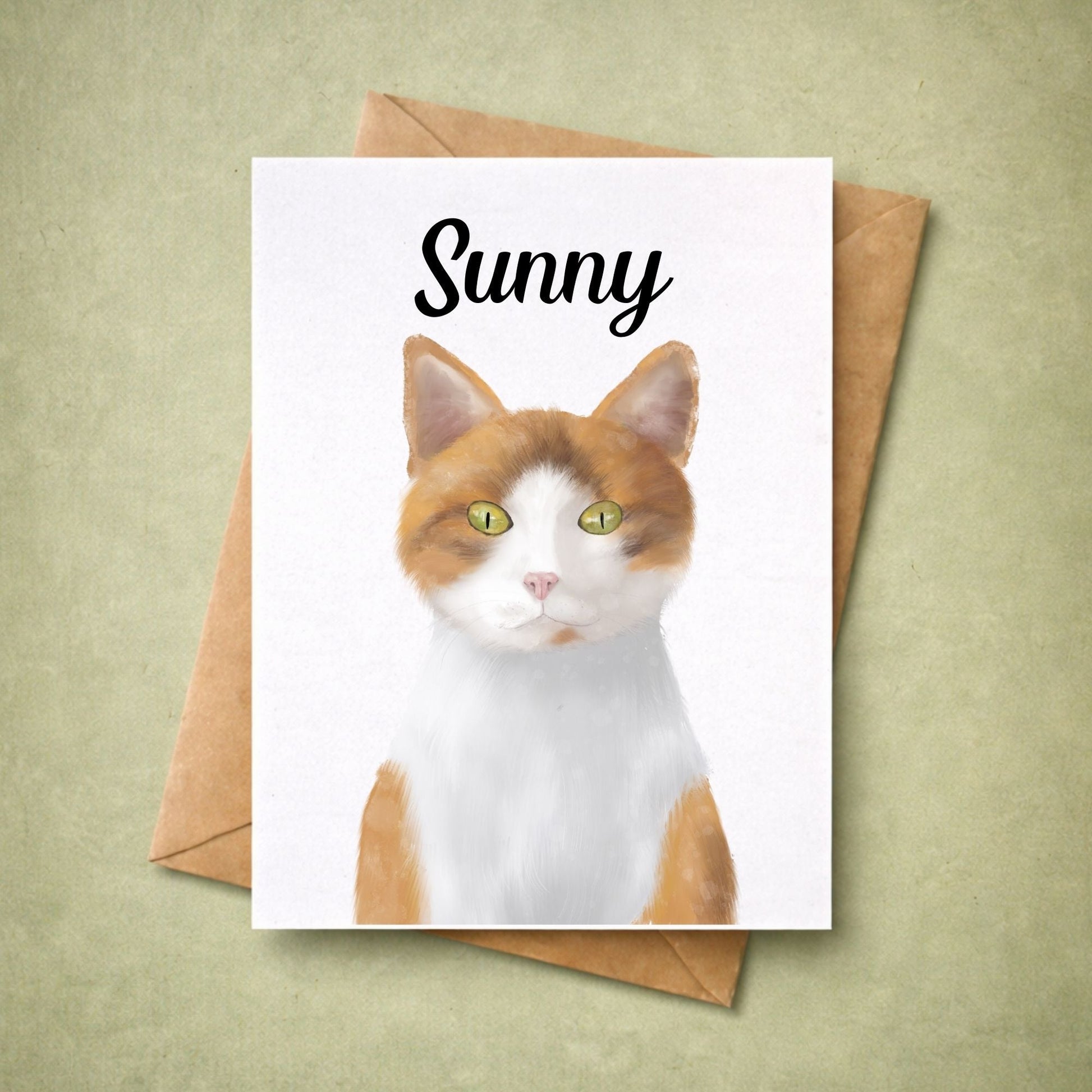 Ginger & White Cat Postcard - MerikaArt