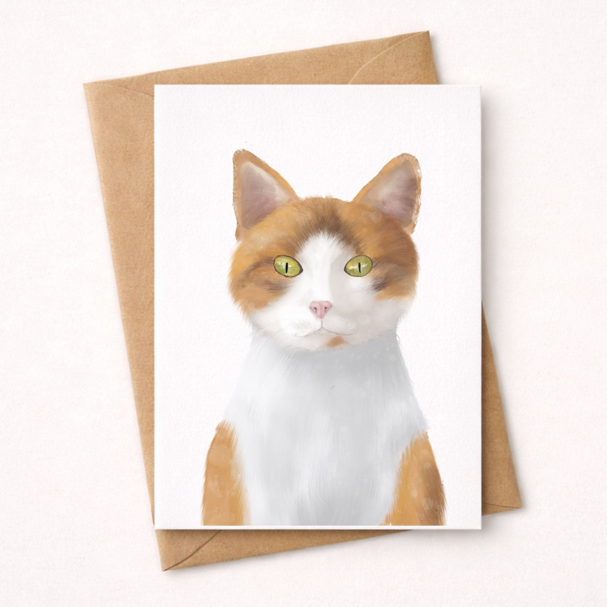Ginger & White Cat Postcard - MerikaArt