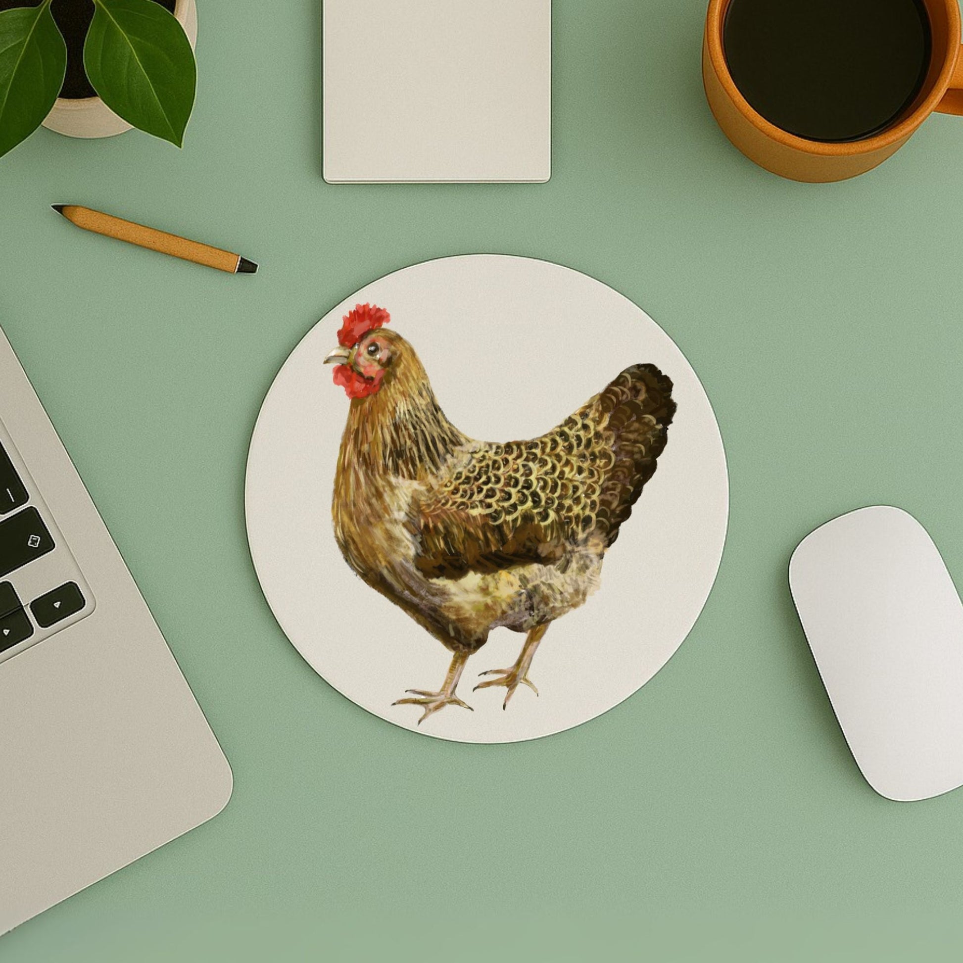 Golden Brown Hen Mousepad - MerikaArt