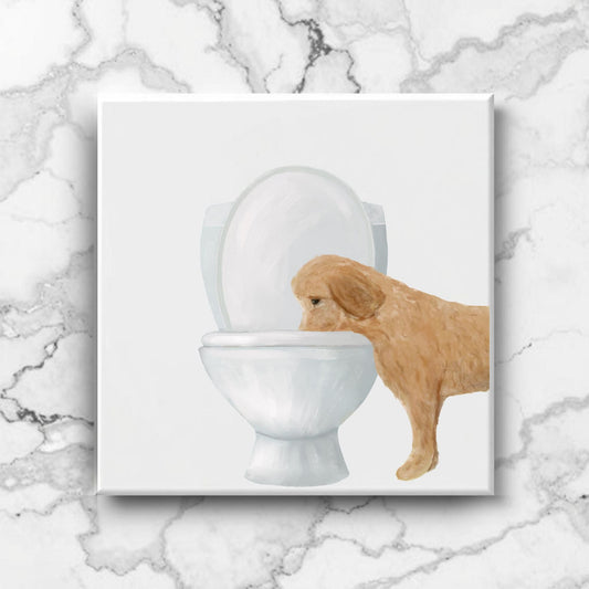 Golden Dog Ceramic Tile - MerikaArt
