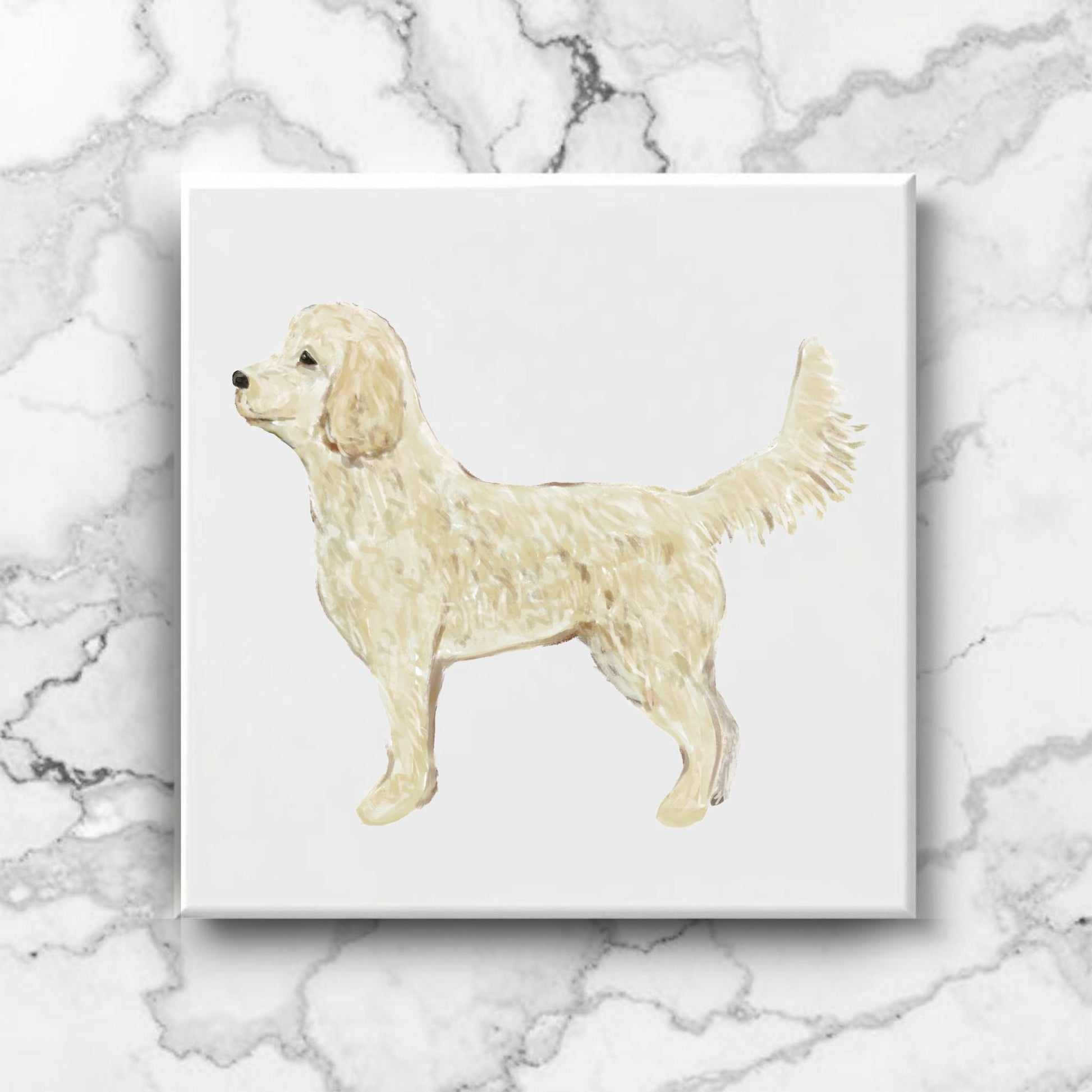 Golden Doodle Ceramic Tile - MerikaArt