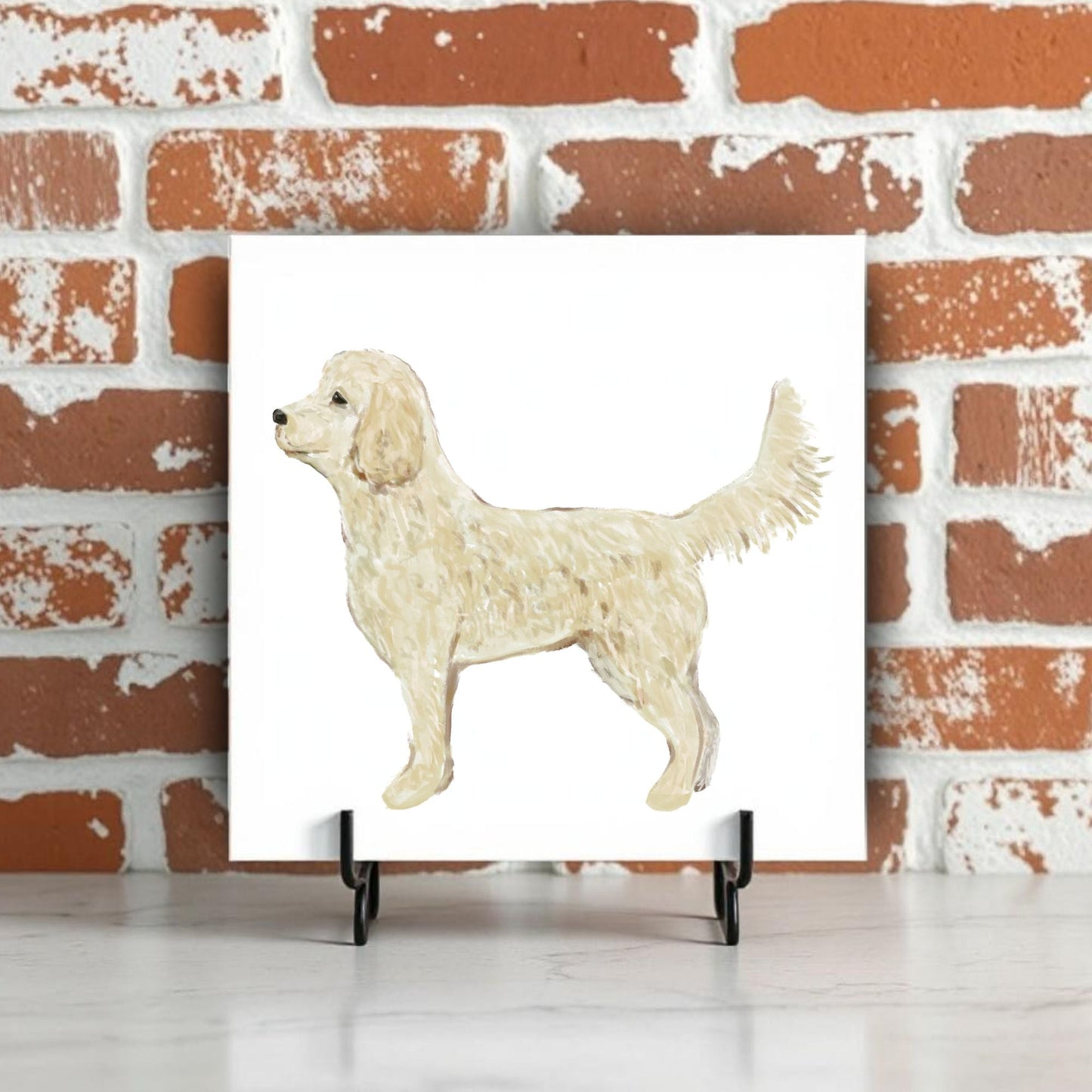 Golden Doodle Ceramic Tile - MerikaArt
