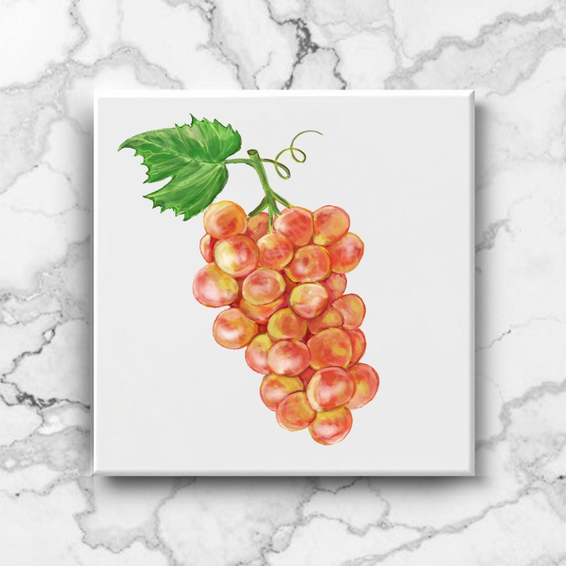 Golden Grapes Ceramic Tile – Handcrafted Kitchen Art - MerikaArt